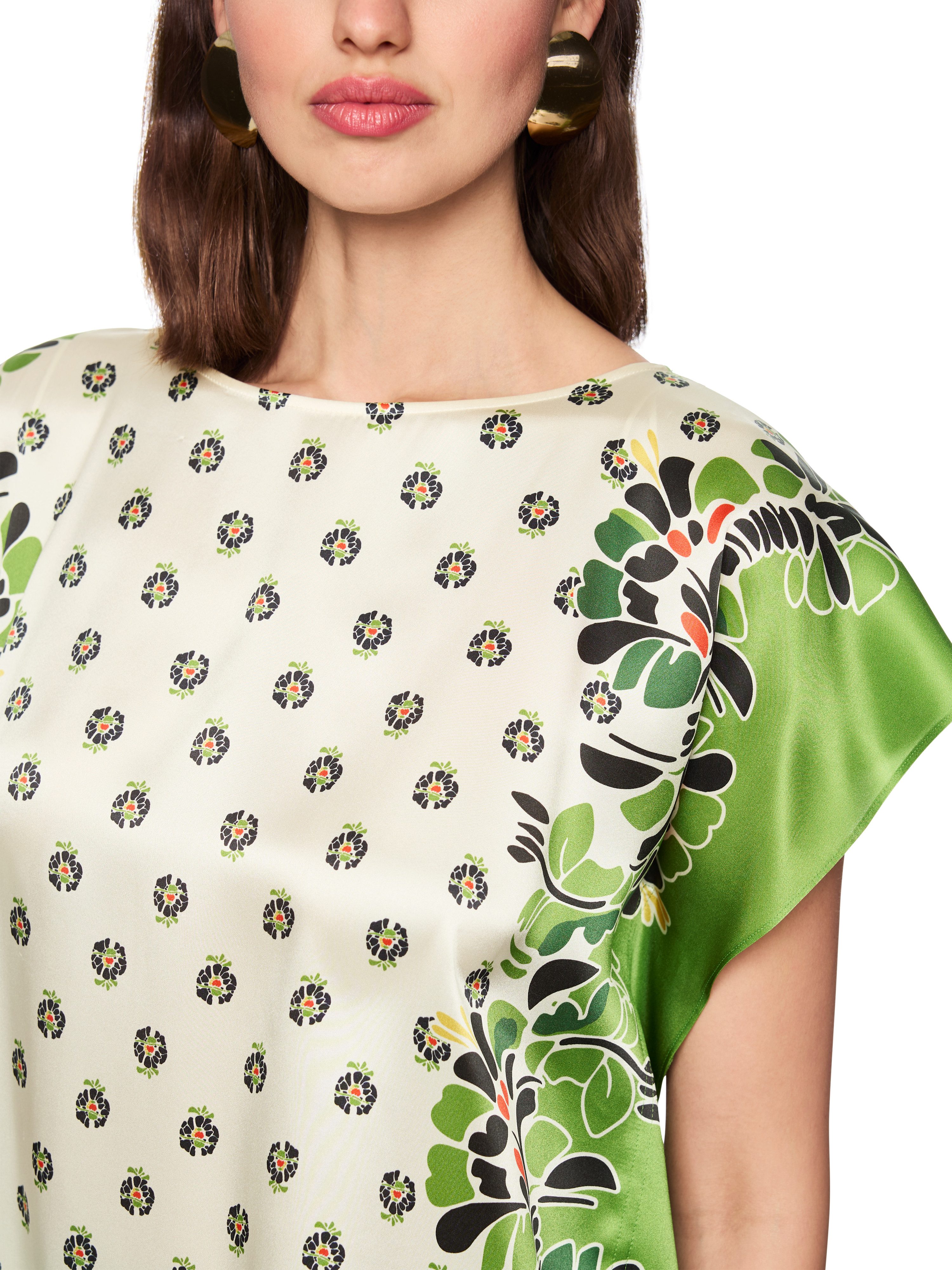 Marc Cain Shirtbluse Leo's Oasis Premium Damenmode mit Hibiskus-Print