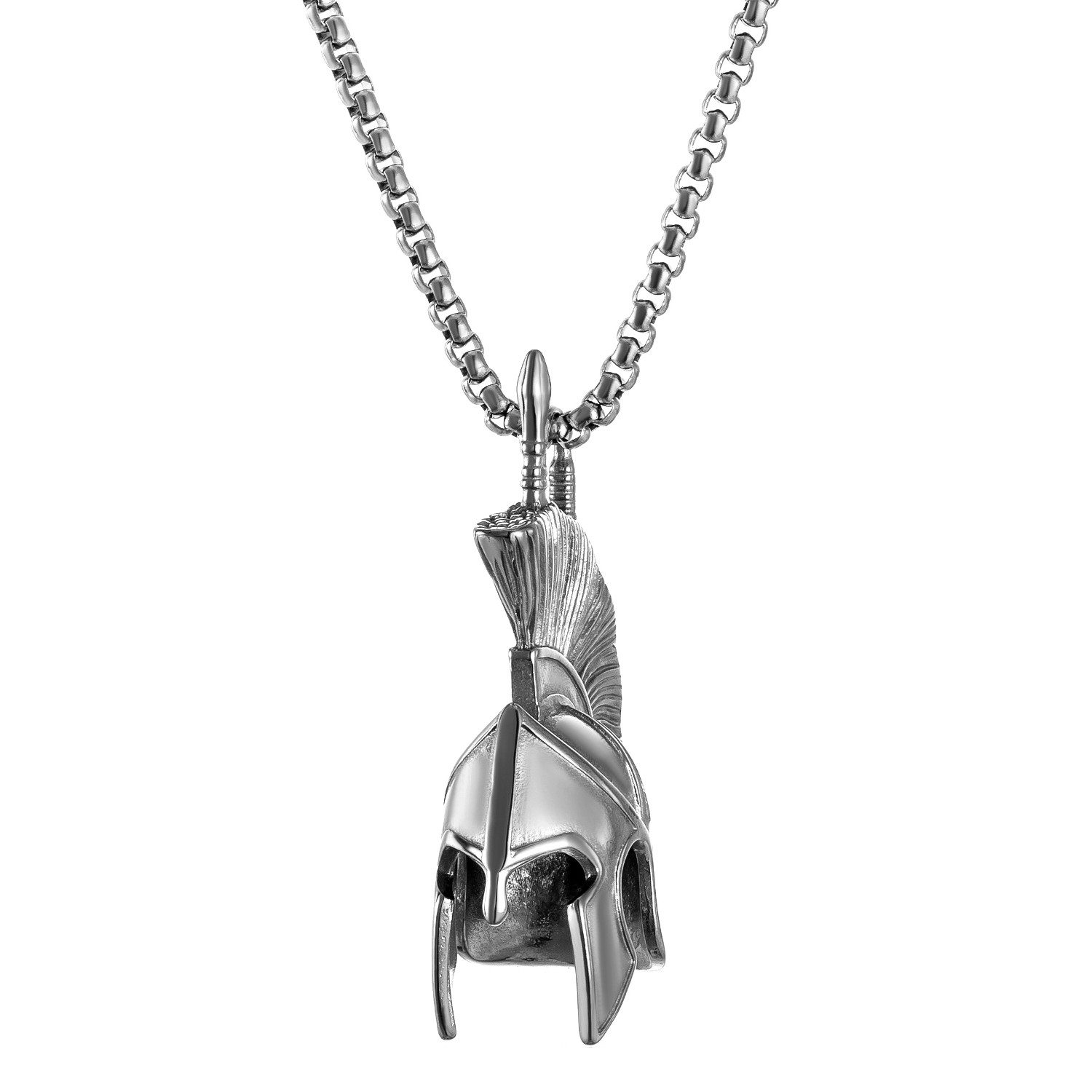 Kette mit Anhänger Halskette Herren mit Römerhelm Silber Edelstahl 55 cm wasserfest