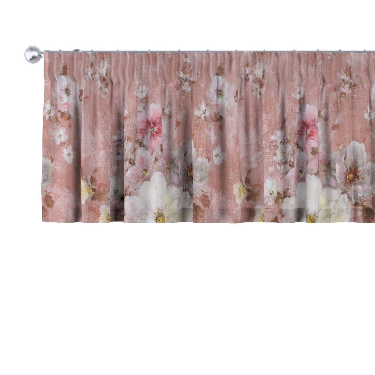 Vorhang mit Kräuselband 130 x 40 cm, Flowers, Dekoria rosa