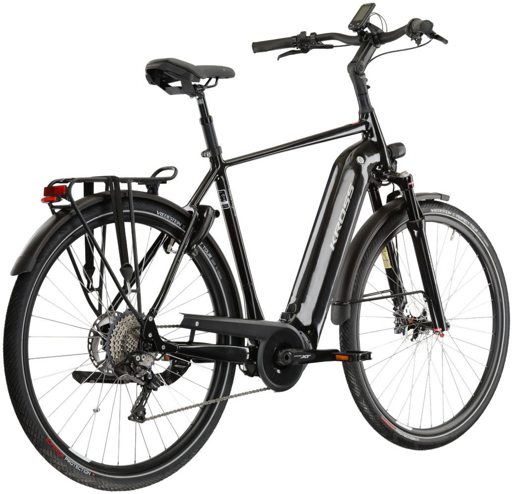 Kross E-Bike Trekkingrad Trans Hybrid Prestige 630 28 Zoll schwarz - Shimano Mittelmotor, 11 Gang Shimano DEORE XT DI2 M8050 Schaltwerk, Kettenschaltung, Mittelmotor, 630 Wh, SHIMANO 36 V/250 W DU-E6110, Mittelmotor