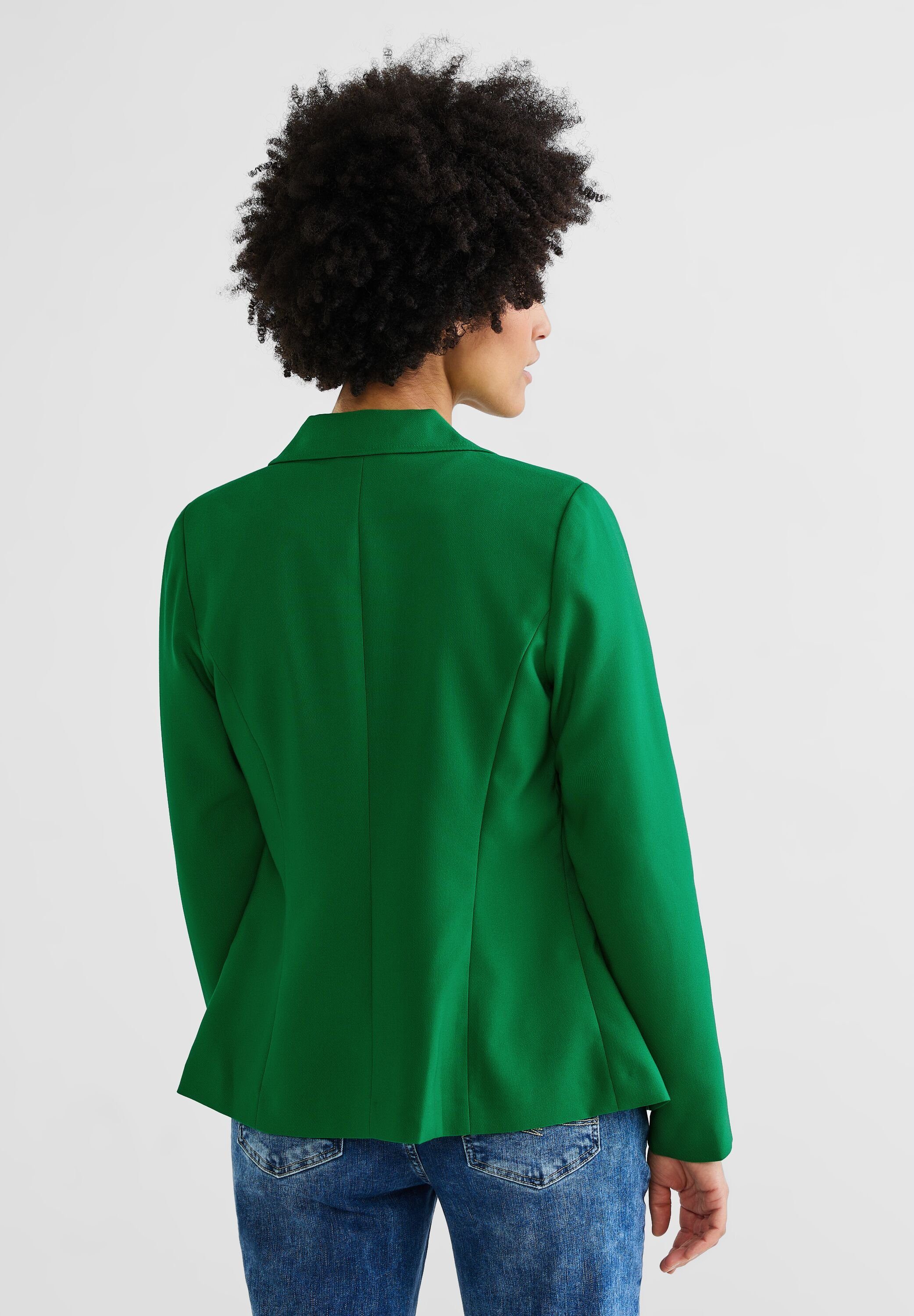 einfarbig STREET Street Green ONE (1-tlg) Brisk Einschubtaschen Jackenblazer Blazer Twill One in