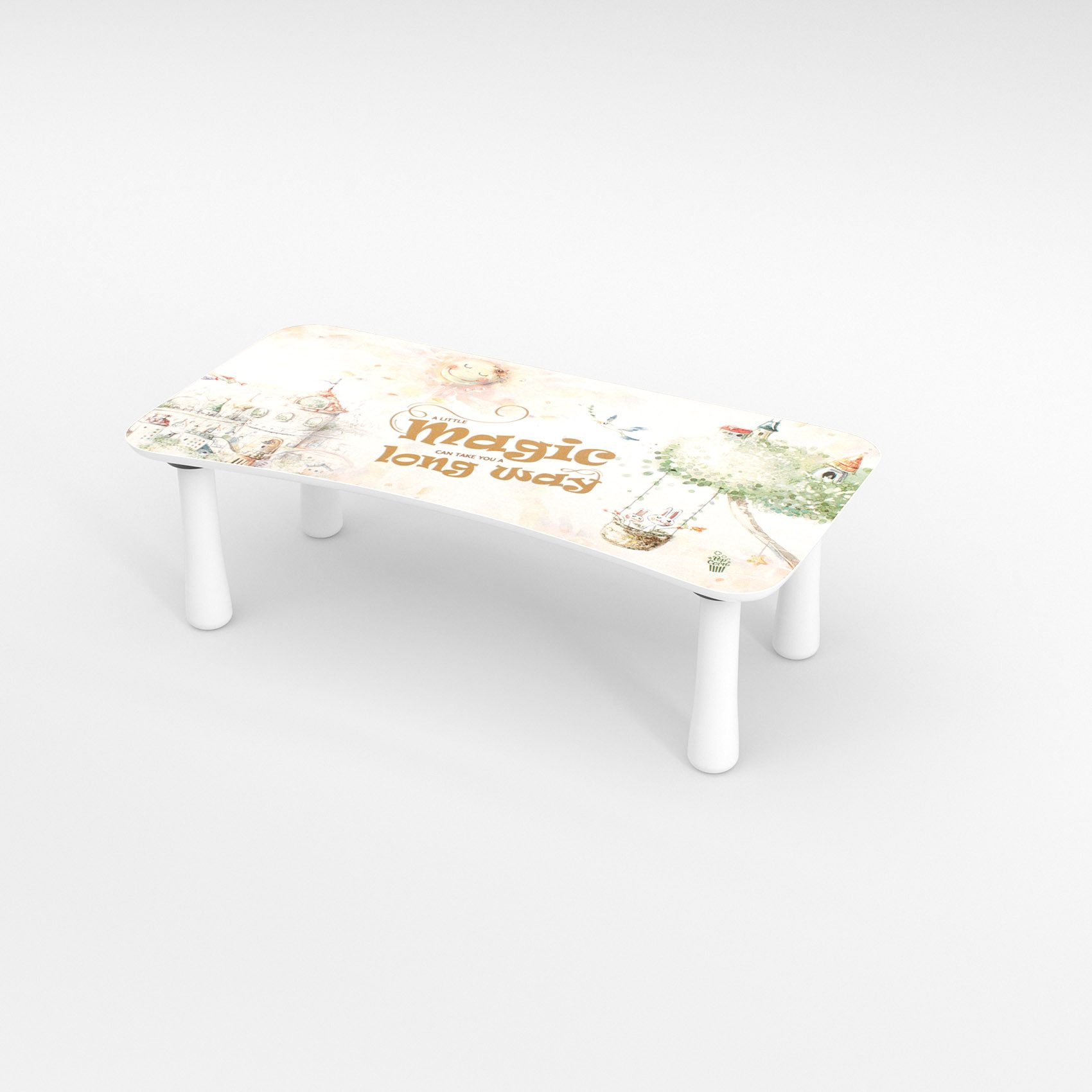 ANRO Tritthocker PopCorn Kinder Tritthocker aus Holz mit Motiv (5 St), Spannendes Kindermotiv Castle Beige