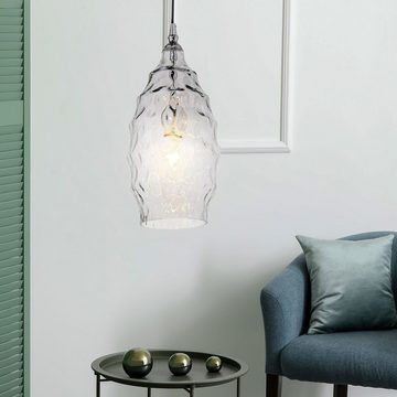 etc-shop LED Pendelleuchte, Leuchtmittel inklusive, Warmweiß, Farbwechsel, RETRO Hänge Lampe Wohn Zimmer Glas Struktur Decken Pendel