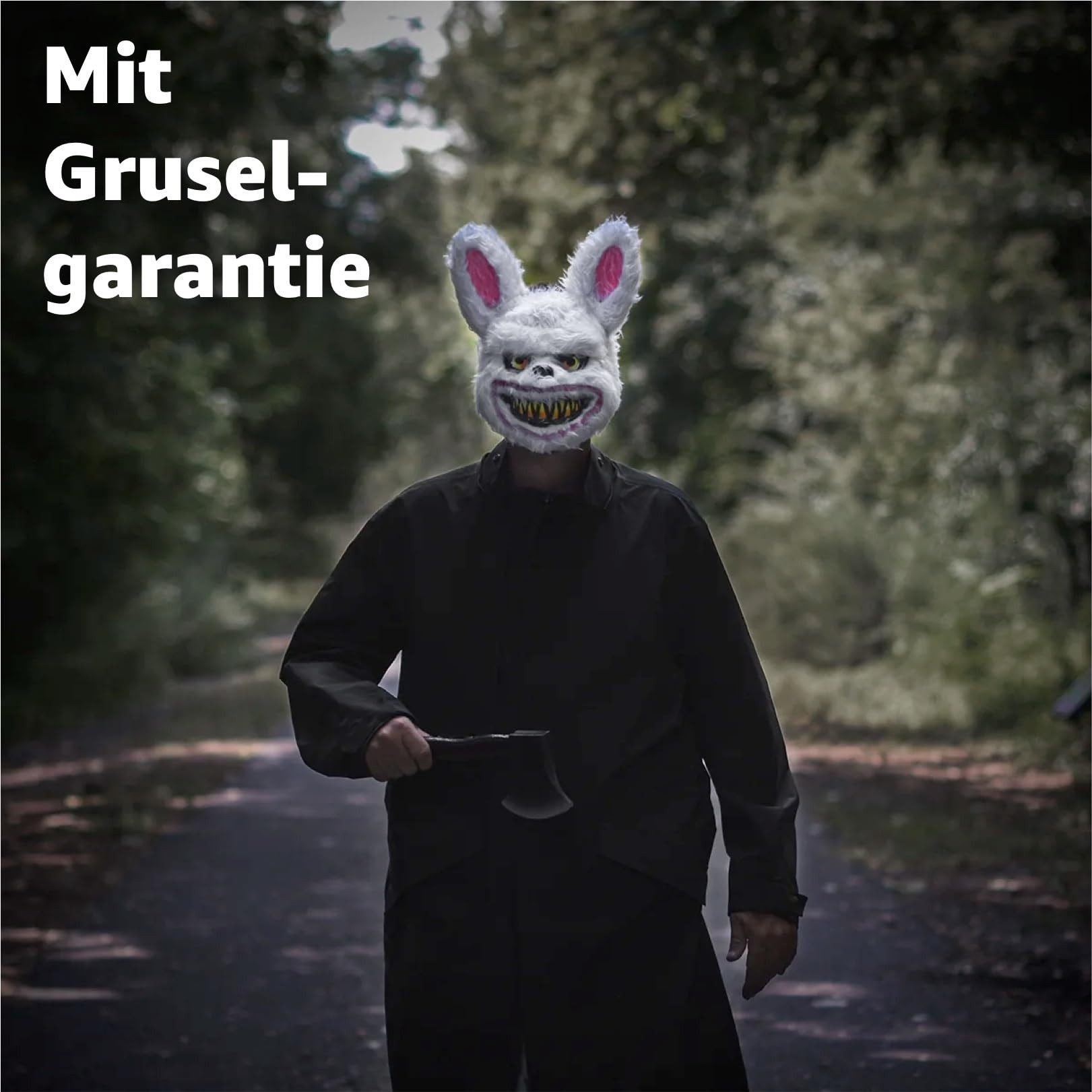 TK Gruppe Verkleidungsmaske Grusel Hase Maske – Horror Bunny Kostüm Accessoire, (Packung, 1-tlg)