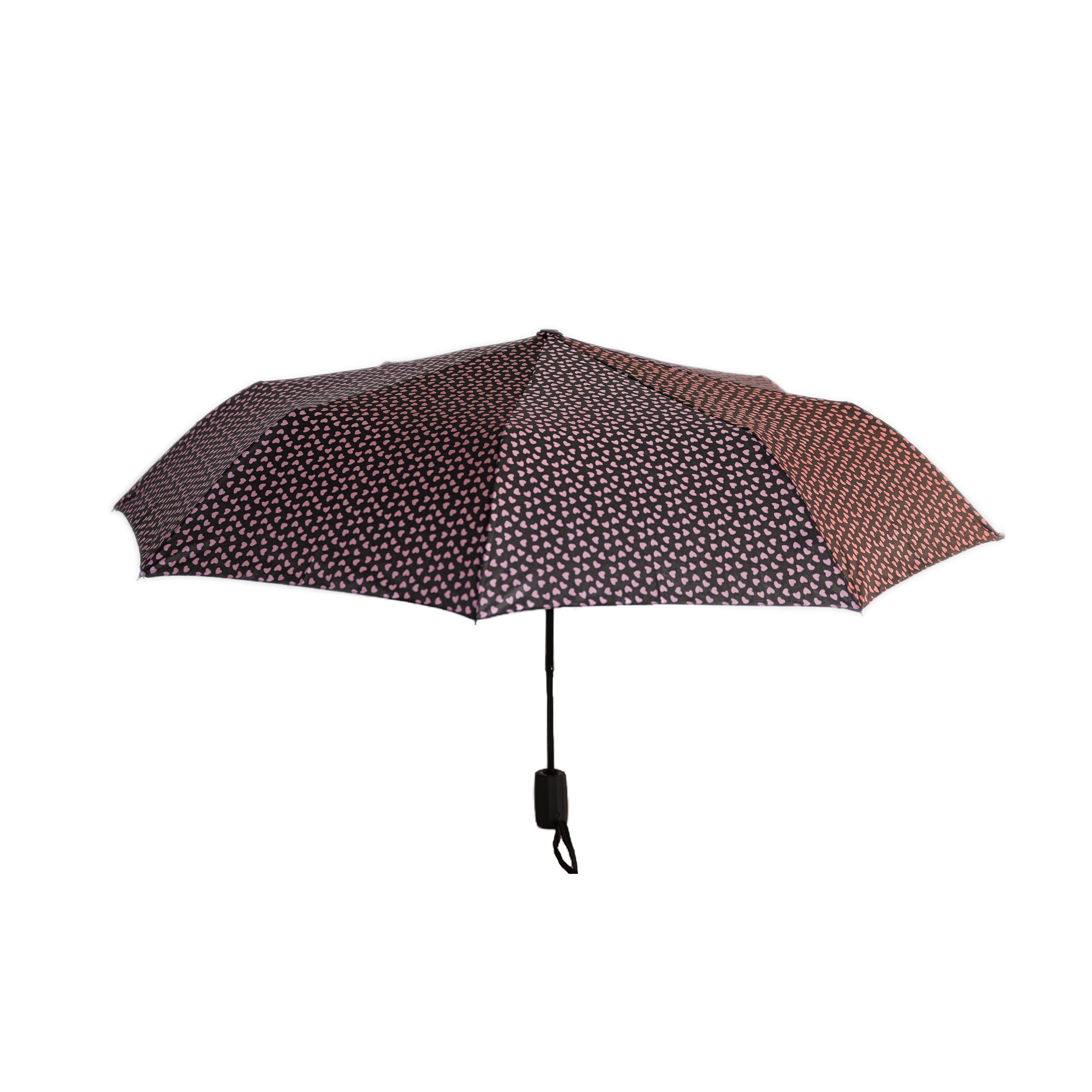 Susino Taschenregenschirm Teleskopschirm, mit Herzmotiv ø100 cm, Regenschirm mit Schutzhülle
