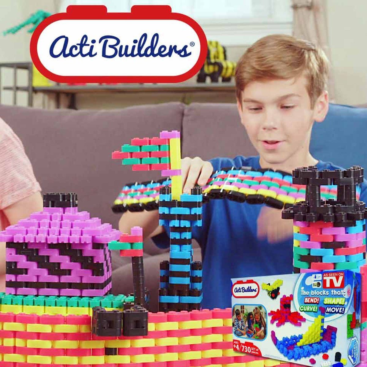 Acti Builders® Bausteine - flexible Steckbausteine 730 Teile Spielbausteine, (Spar-Set, 730 St), kompatibel mit LEGO®, Die Bauklötze, die sich: Biegen und Krümmen