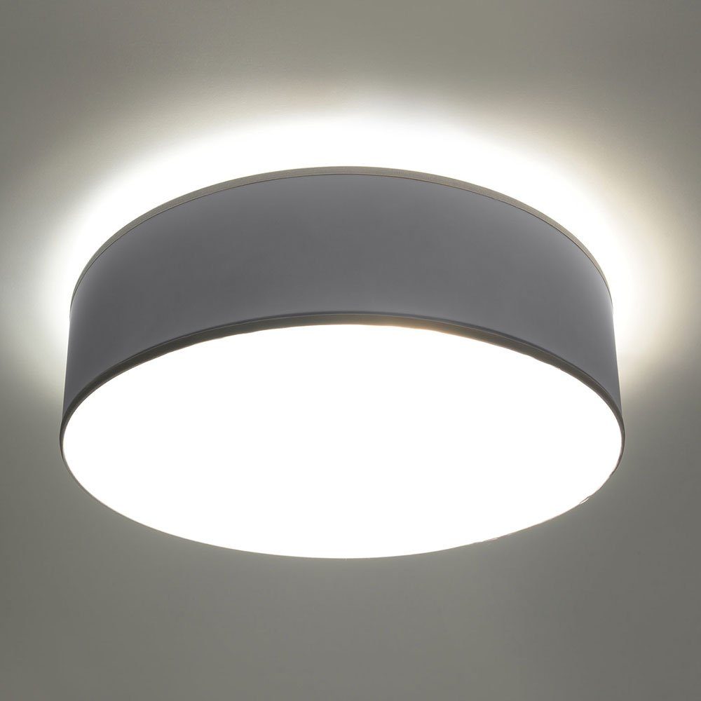 etc-shop Deckenstrahler, PVC Decke Deckenlampe Lampen nicht inklusive, Stahl Wohnzimmer Deckenlampe Leuchtmittel grau rund