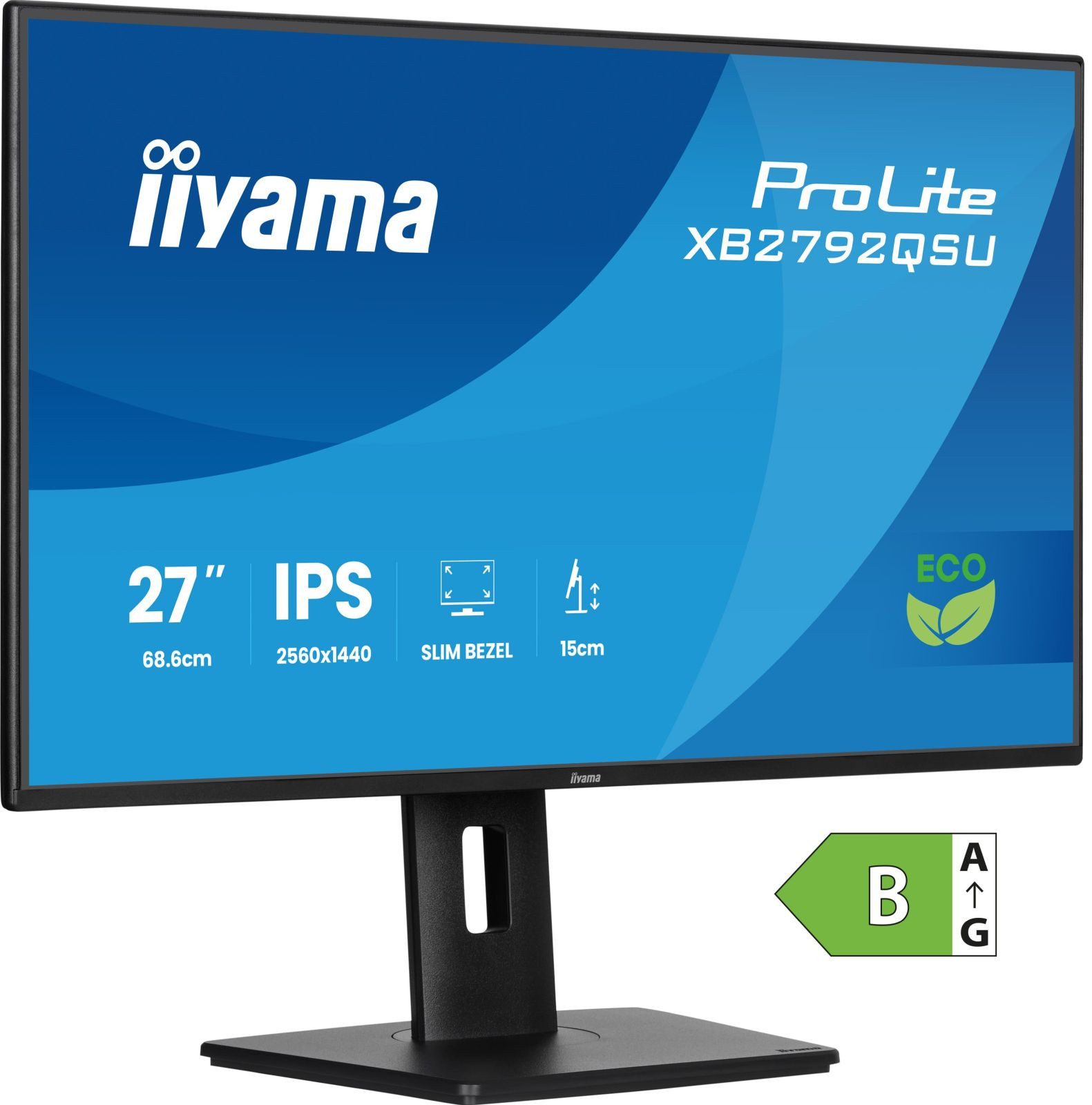 Iiyama Iiyama ProLite XB2792QSU-B1 - LED-Monitor - 68.6 cm (27 Zoll) TFT-Monitor (2560 x 1440 px, Quad HD, 3 ms Reaktionszeit, 120 Hz, IPS, Adaptive-Sync, Lautsprecher, HDCP, Pivot, Höhenverstellbar)