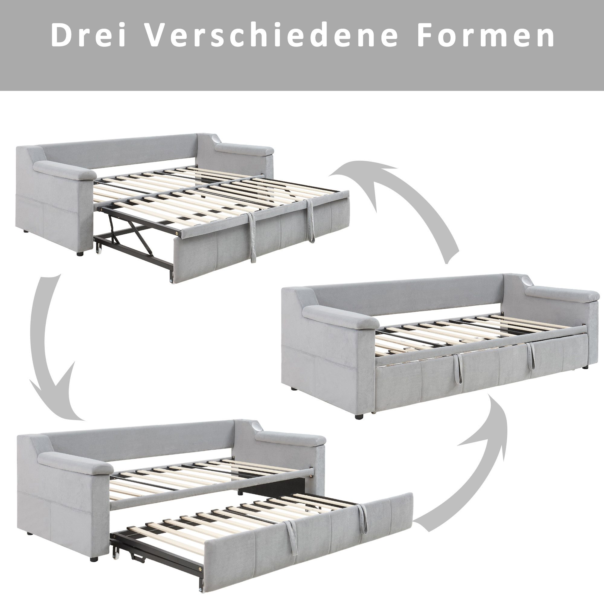Flieks Daybett, Polsterbett Tagesbett 90/180x190cm mit Bluetooth USB Auszie günstig online kaufen