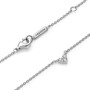 Pandora Kette mit Anhänger Damen Herzkette PANDORA Moments aus 925er Silber mit Zirkonia