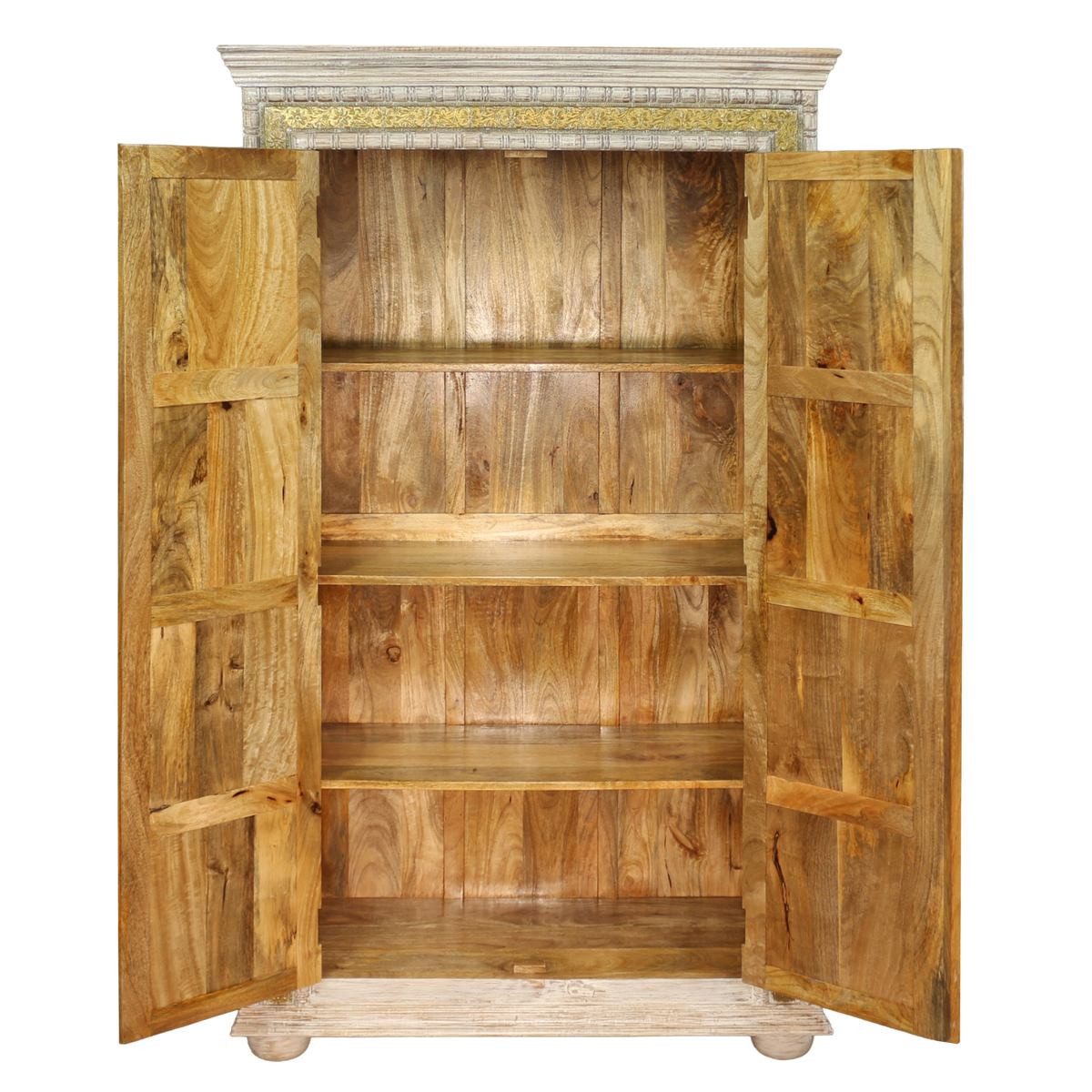 Oriental Galerie Mehrzweckschrank Weiß Gold Schrank Vanita Indien 180 cm