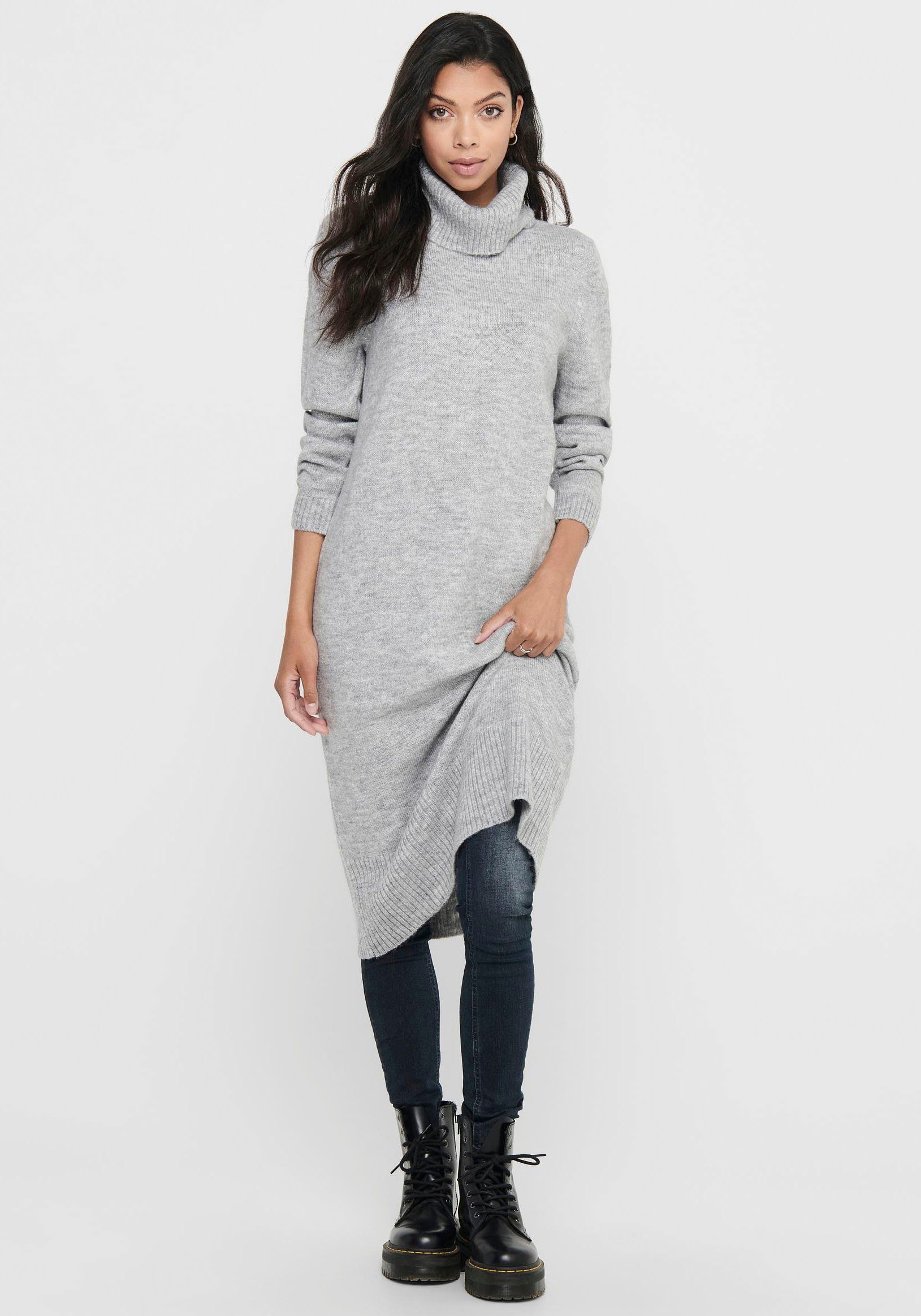 ONLY Strickkleid ONLBRANDIE L/S ROLL NECK DRESS light grey melange | 