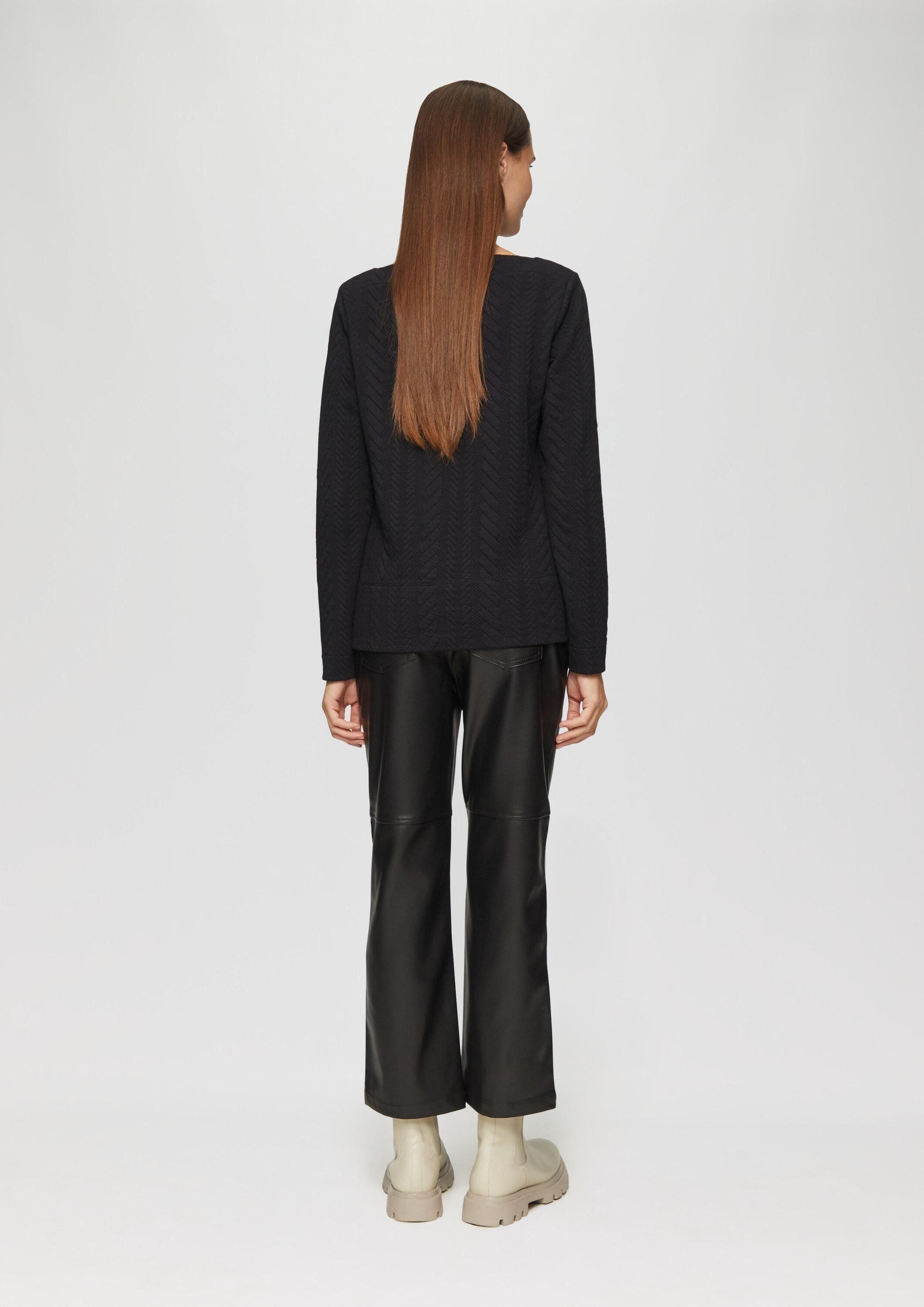 s.Oliver Sweatshirt Sweatshirt Strukturiertes Jacquard-Sweatshirt mit U-Boot-Ausschnitt