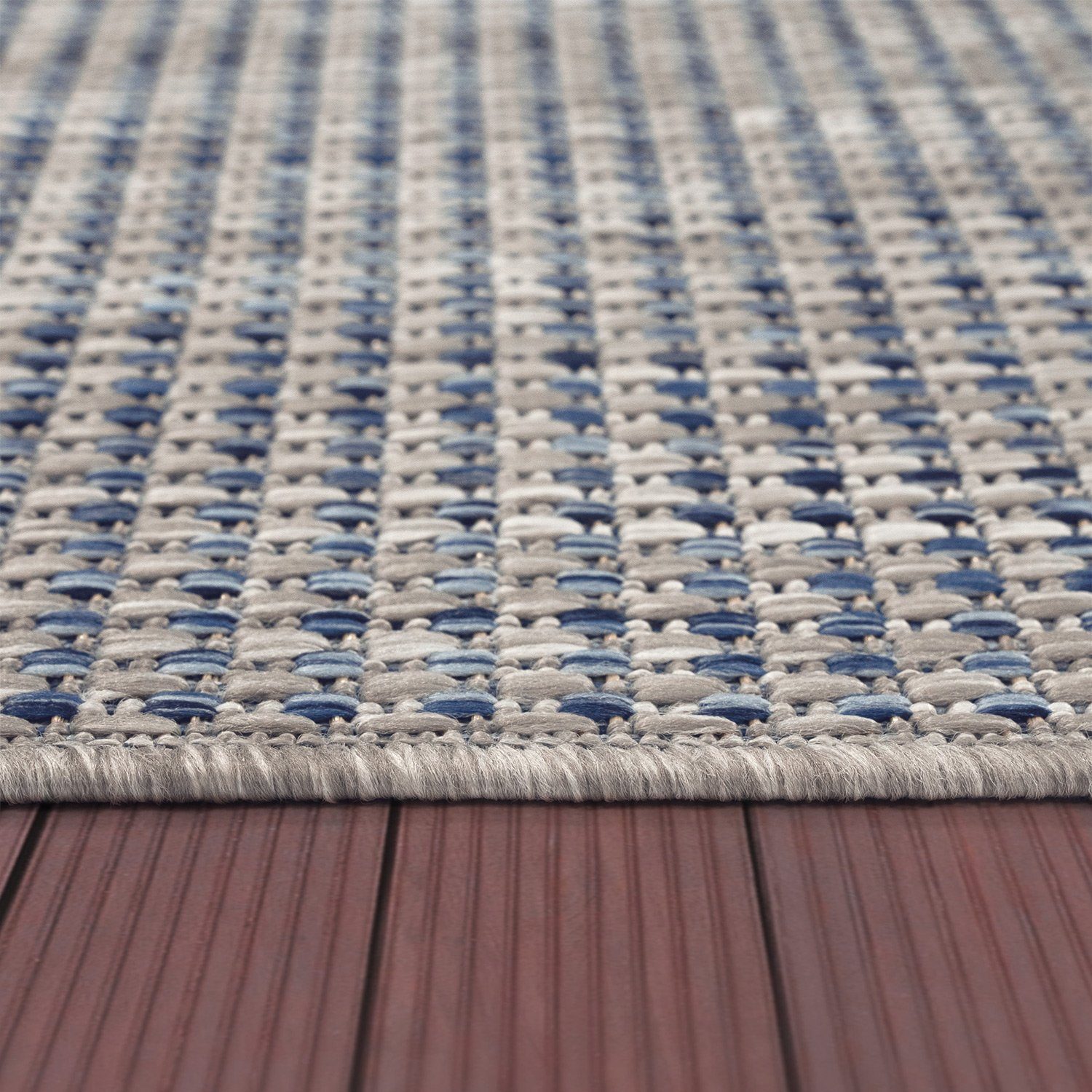 Outdoorteppich In-& Outdoorteppich Wetterfest Meliert mm Modern, Höhe: 8 Blau Grau TT Home, rechteckig, Terrasse