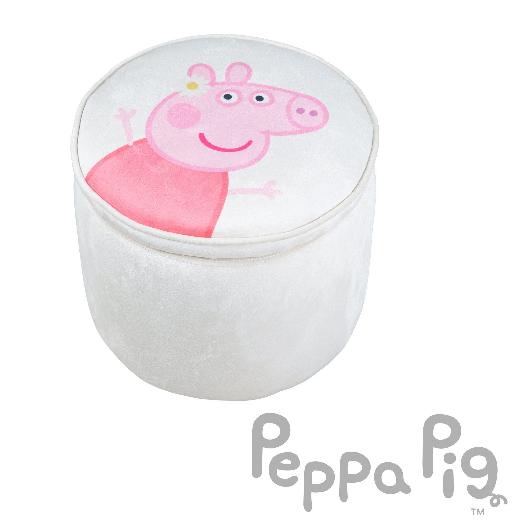 roba® Kinderhocker Peppa Pig, bequemer Hocker mit Samtbezug in Beige günstig online kaufen
