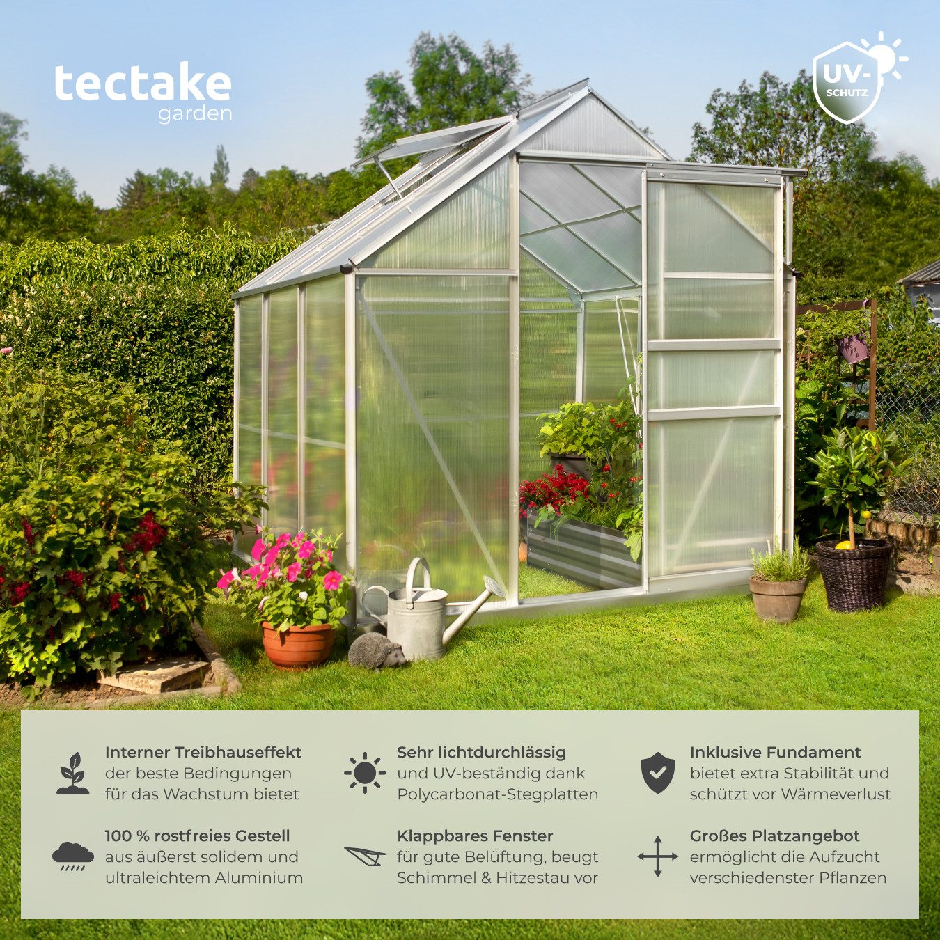 tectake Gewächshaus Treibhaus aus Aluminium mit Fundament, UV-beständig, 0, günstig online kaufen