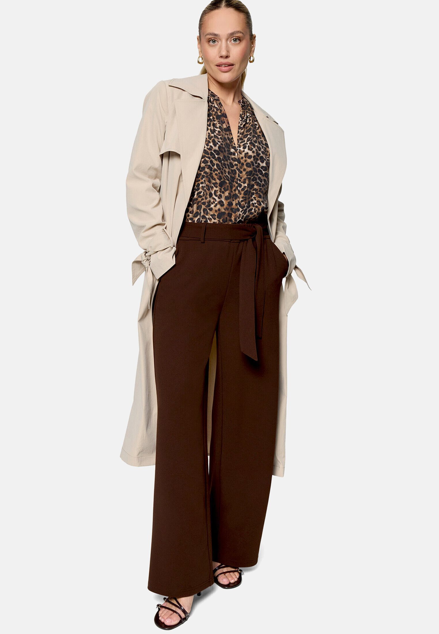 Zero Stoffhose Damen mit Stoffgürtel Gürtel