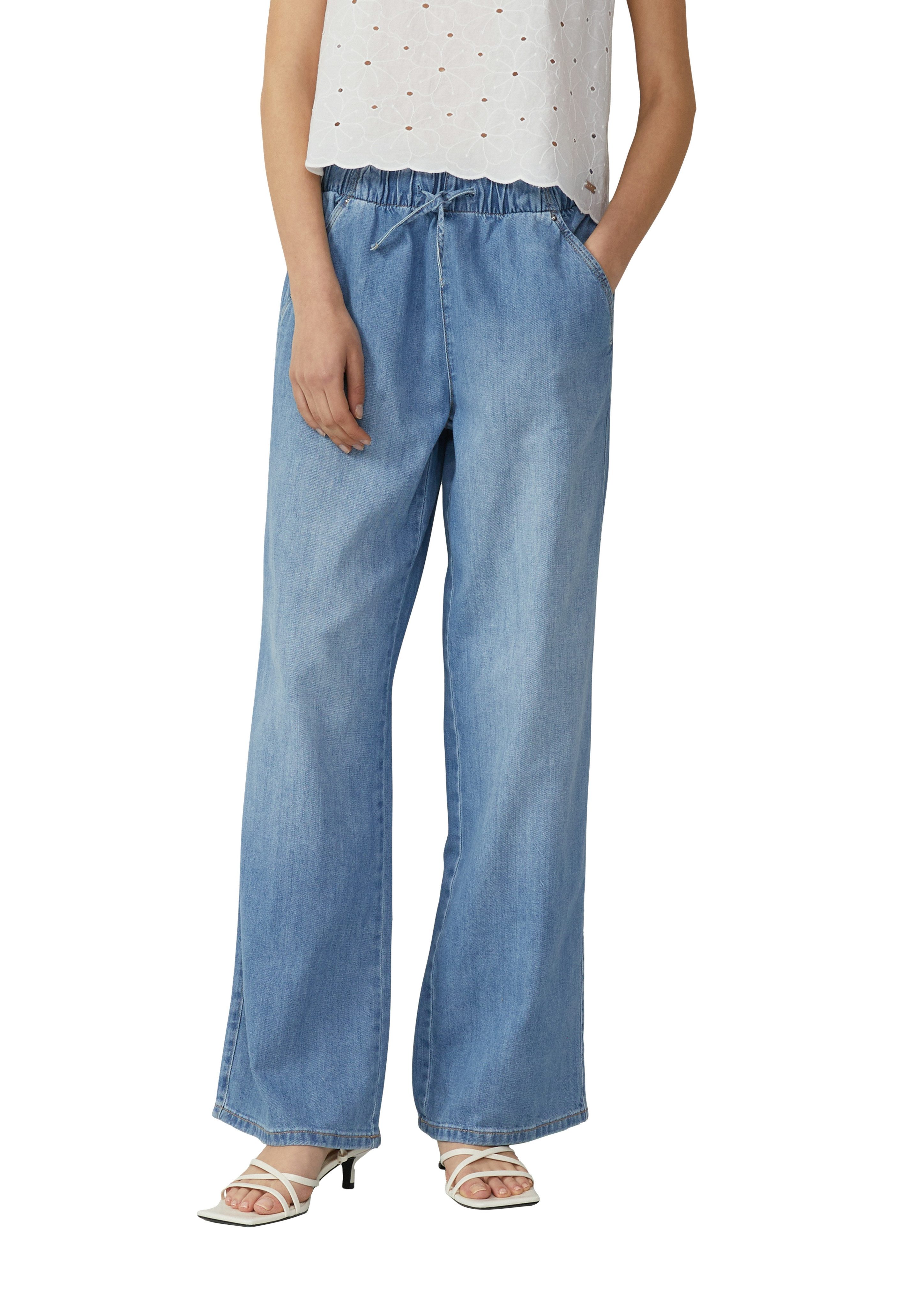 QS Weite Jeans mit elastischem Bund günstig online kaufen