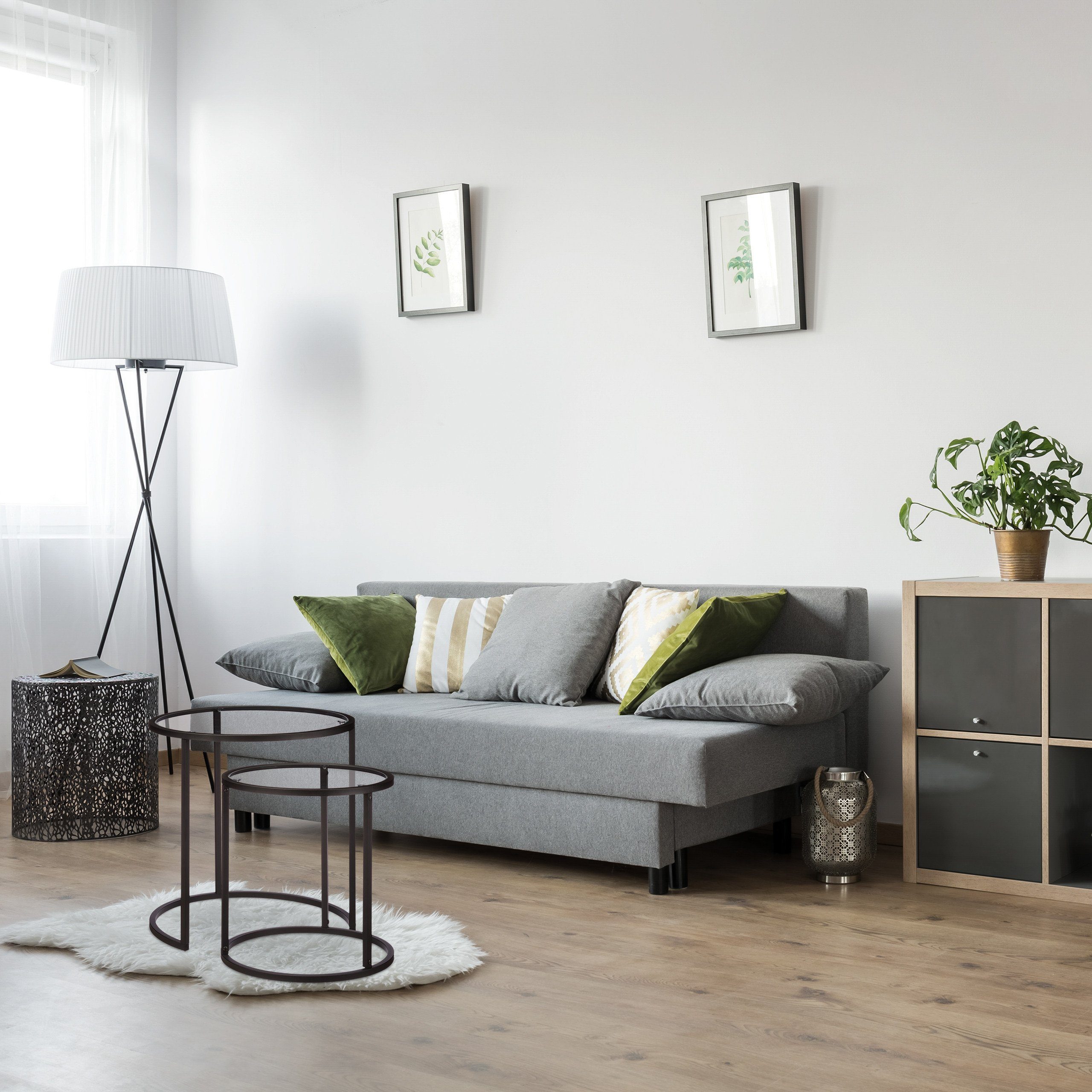 relaxdays Satztisch Beistelltische 2er Set Glas
