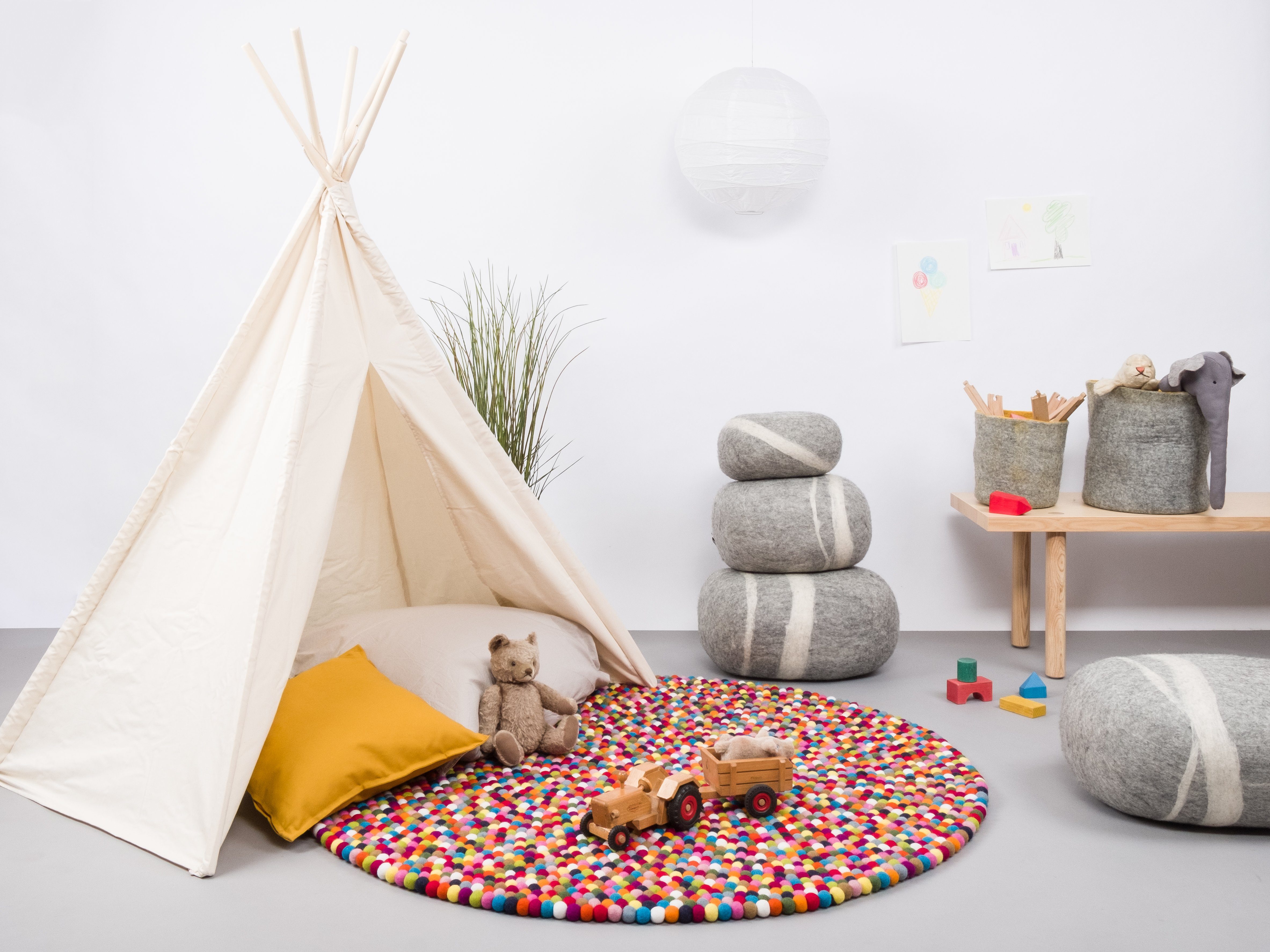 myfelt Wollteppich Lotte Filzkugelteppich, 100% reine günstig online kaufen