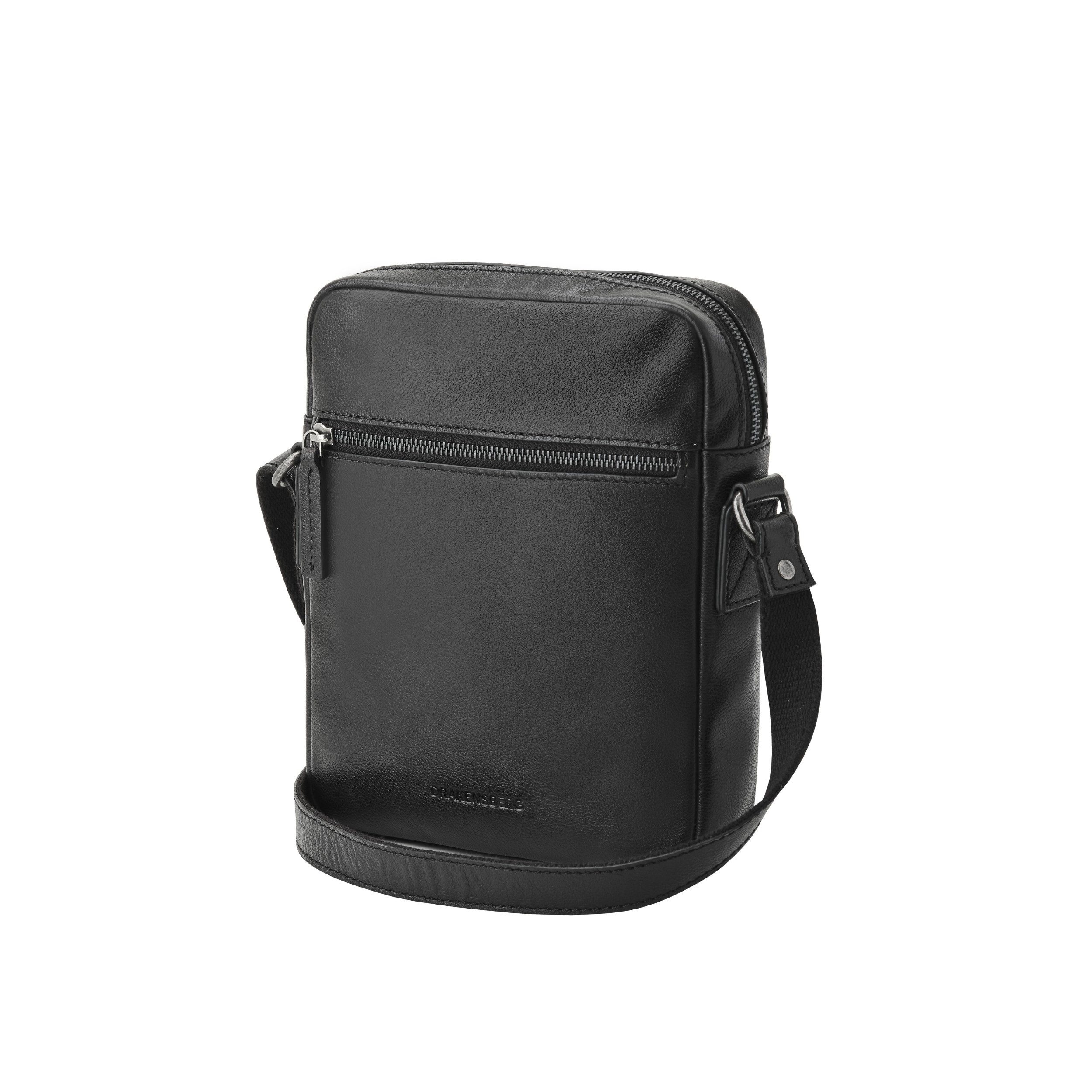 DRAKENSBERG Umhängetasche Cross-Body-Tasche »Carlo« Schwarz, aus luxuriösem Leder, Schultertasche, handgemacht aus Büffelleder