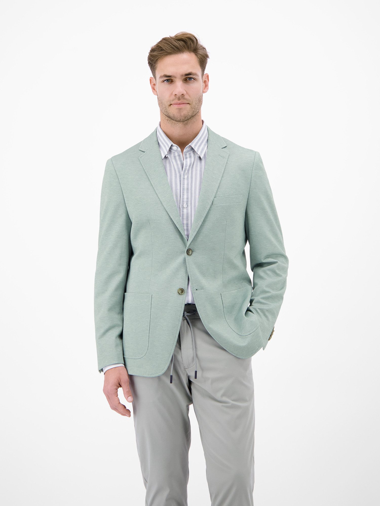 LERROS Jerseysakko Leichter Jersey-Blazer mit bedrucktem Futter Jersey mit Stretchanteil, bedrucktes Innenfutter, 2-Knopf-Design