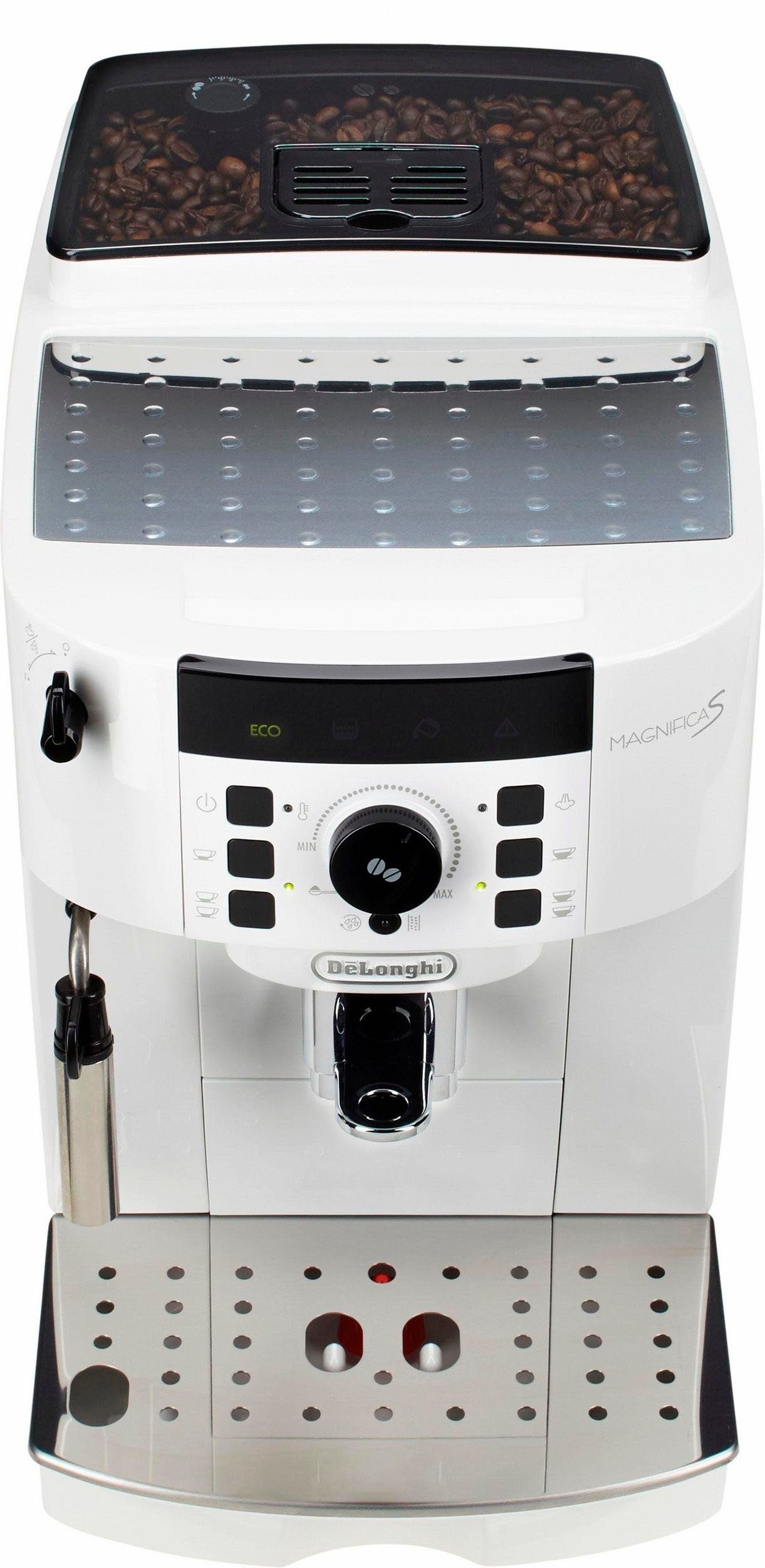 De'Longhi Kaffeevollautomat Magnifica S ECAM21.118.W - Milchaufschäumdüse für Cappuccino, Weiß, Einfache Bedienung, automatische Reinigung, Kegelmahlwerk (13-stufig)