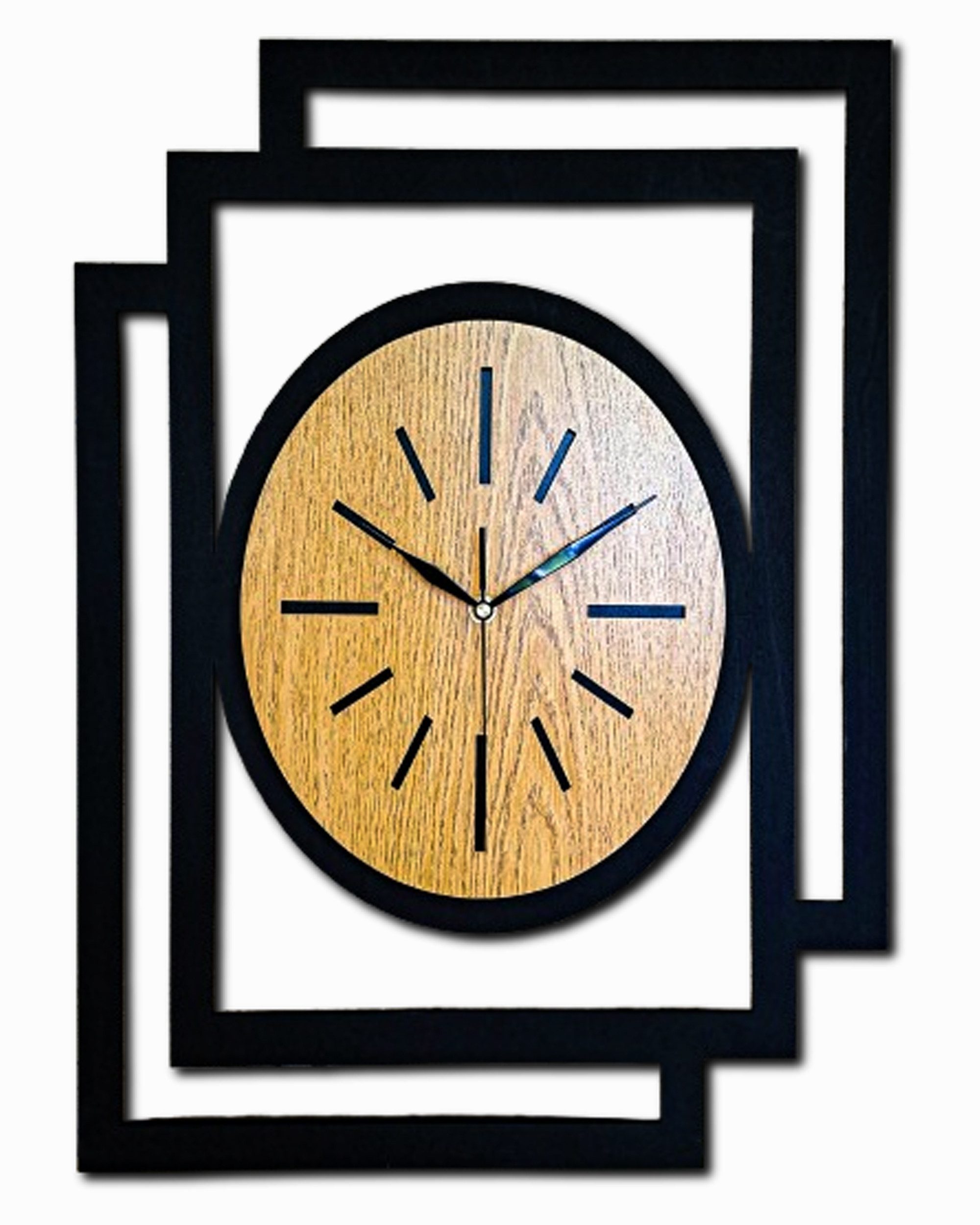 ORNAMENTI Wanduhr Grosse, rechteckig, verticale, Oval, handgefertigte,Hingucker Wanddeko (lautlos, ohne Tickgeräusche, ohne Ziffern)