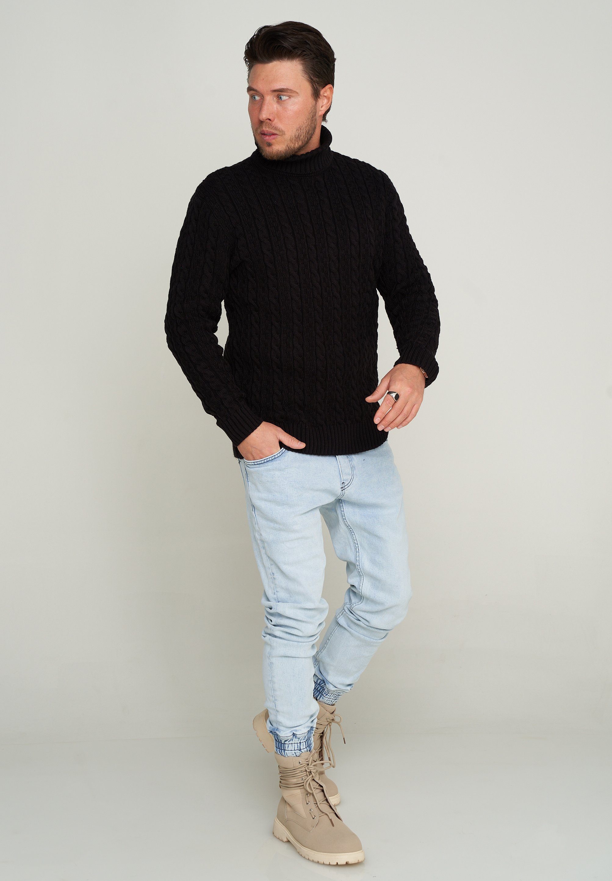 CARISMA Rollkragenpullover CRMUS Grobstrick Zopf-Muster