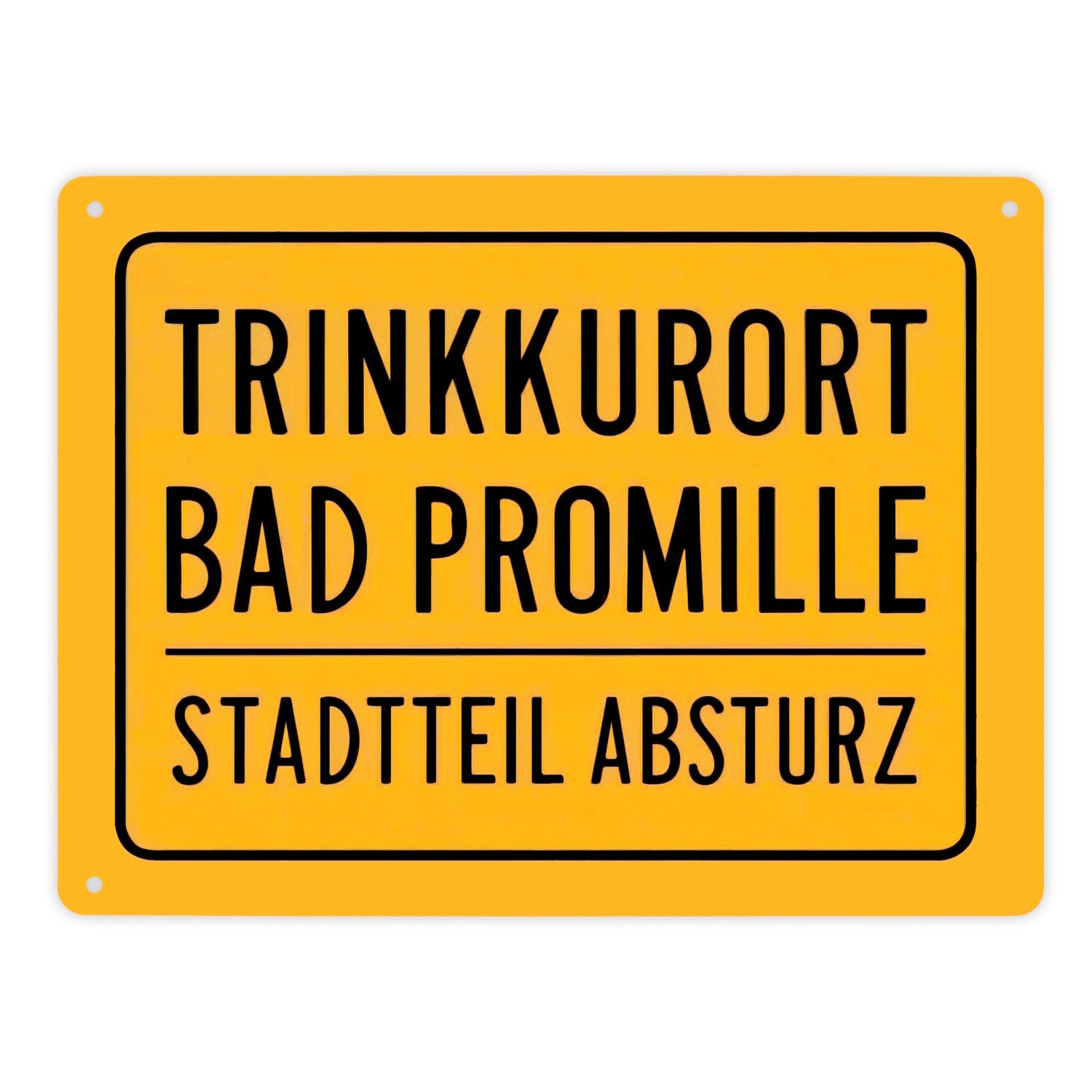 Metallschild Trinkkurort BAD PROMILLE Metallschild XL in 21x28 cm Stadtteil