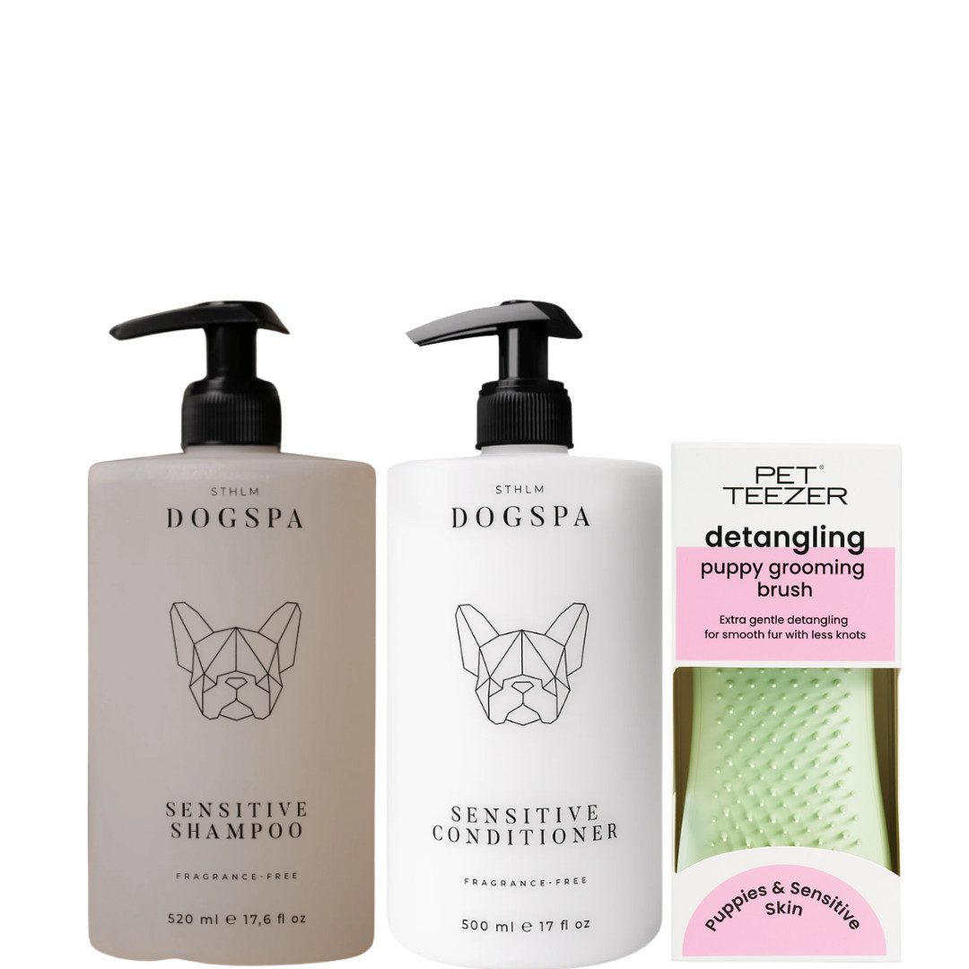 STHLM Dogspa Fellpflege Sensitive Pflege-Set + Tangle Teezer Pet Teezer, (3-St)