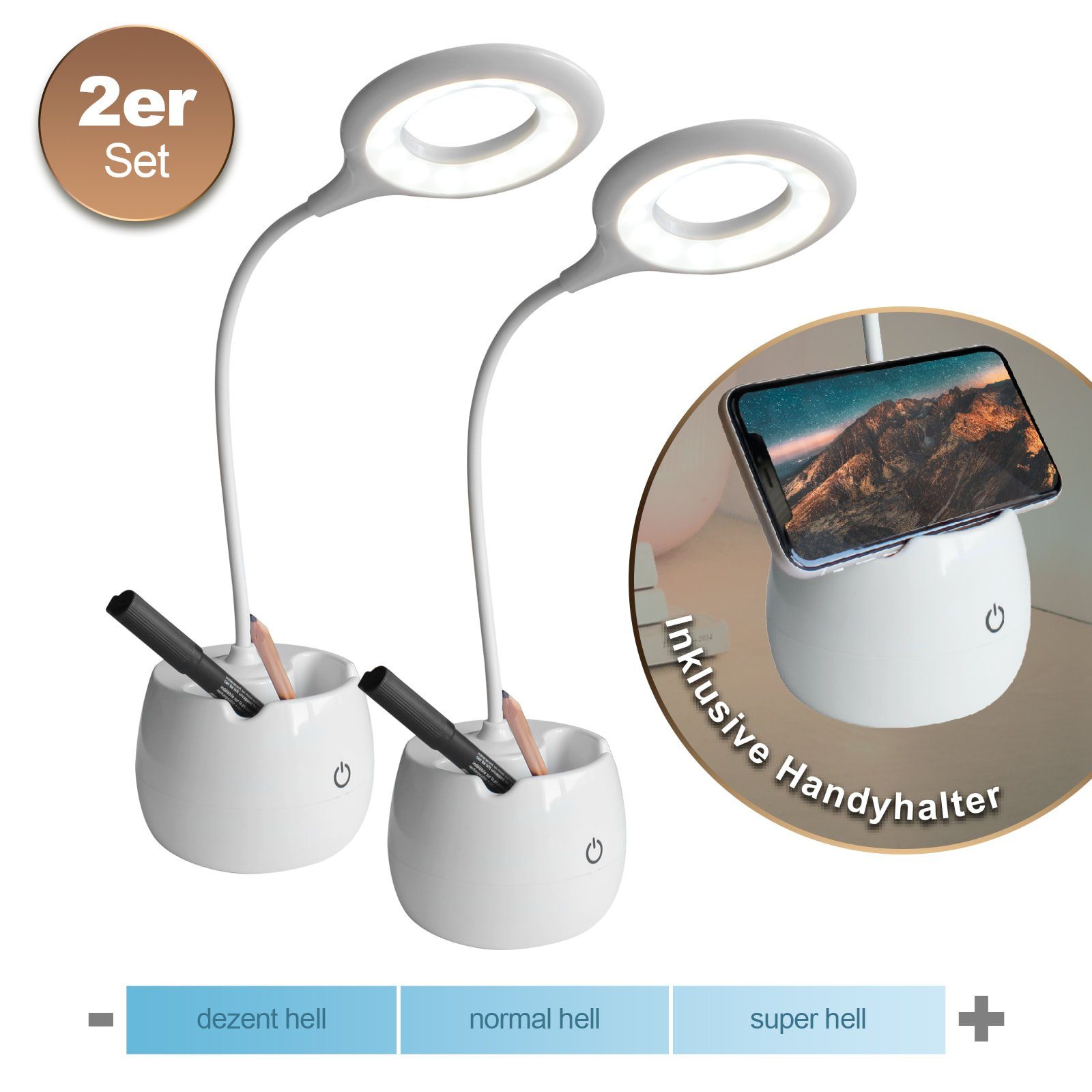 EAXUS LED Schreibtischlampe Touch USB Tischleuchte mit Stiftehalter und Han günstig online kaufen