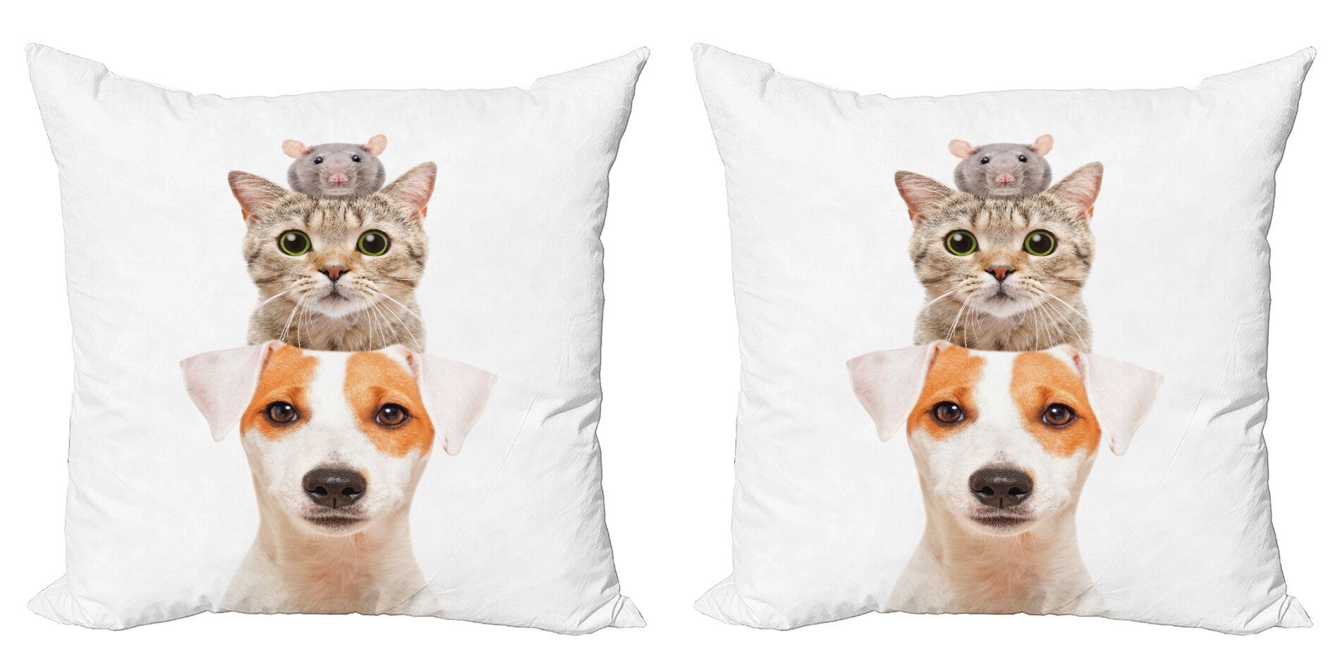Kissenbezüge Modern Accent Doppelseitiger Digitaldruck, Abakuhaus (2 Stück), Süße Katze Lustige Tiere Porträt Entwurf