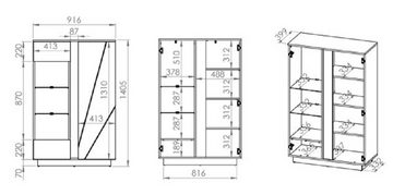 Feldmann-Wohnen Vitrine LUMENS (Glasvitrine, Standvitrine) inkl. LED-Beleuchtung - B/T/H: 92 cm x 40 cm x 141 cm