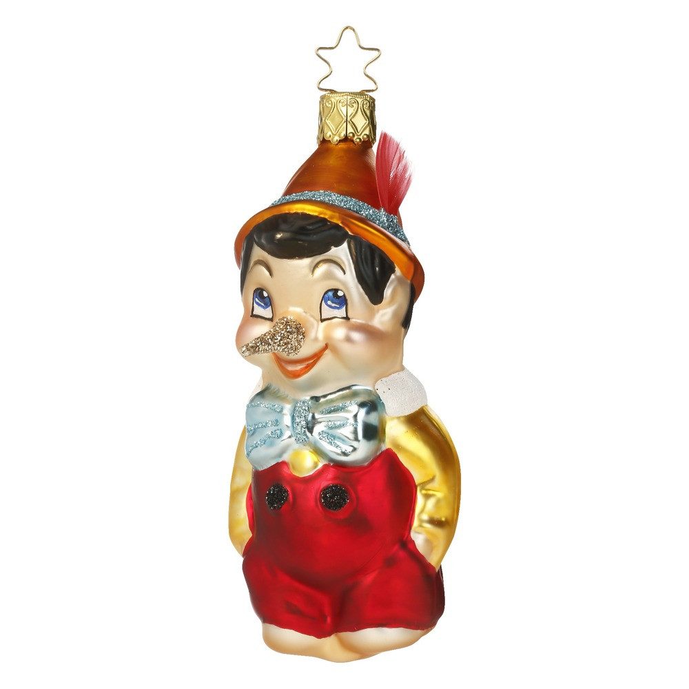 INGE-GLAS® Christbaumschmuck, Christbaumschmuck Pinocchio 11cm Glas Figur Rot / Gold / Blau