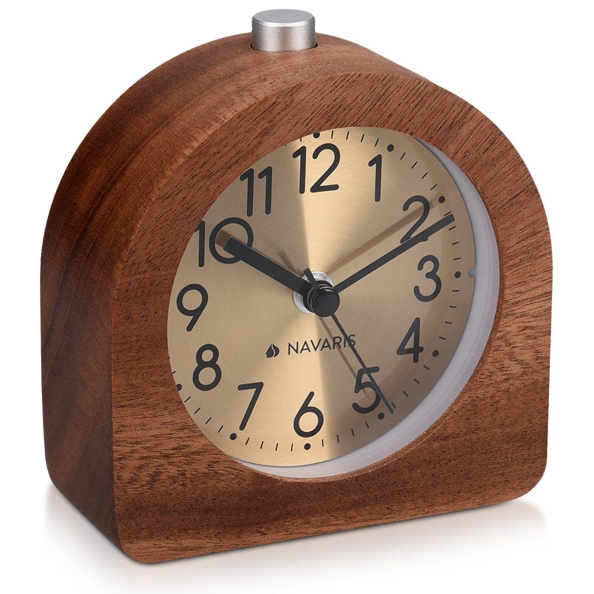 Navaris Wecker Analog Holz Wecker mit Snooze, Retro Uhr Halbrund/Quadrat günstig online kaufen