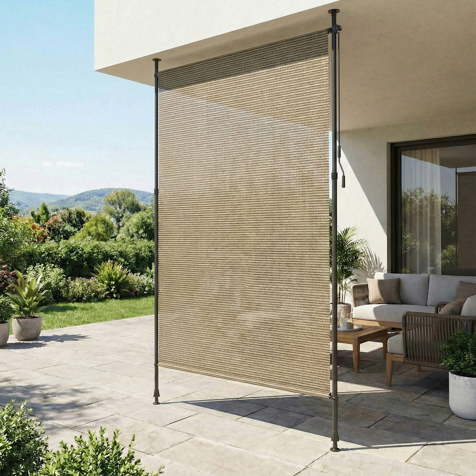 TLGREEN Senkrechtmarkise Balkon ohne Bohren 120/150/200x270cm (Vertikalmarkise Außen mit Sichtschutz Sonnenschutz Windschutz) Klemmmarkise für Garten Terrasse Wetterfest