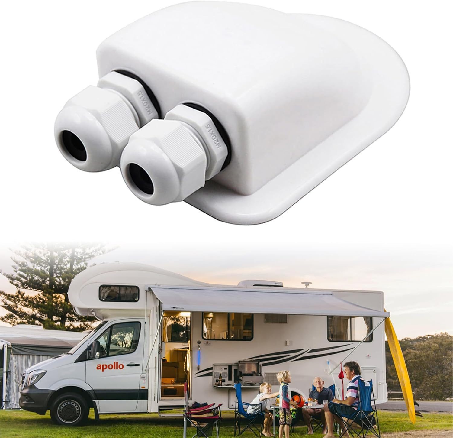 Rhein Beleuchtung Solarmodul-Halterung Solar kabeldurchführung, Kabeldurchführung wasserdicht, Solaranlage, (für 6-12mm Kabeldurchmesser, IP68 wasserdicht, geeignet für Wohnmobile, Boote, Wohnmobile, Boote)