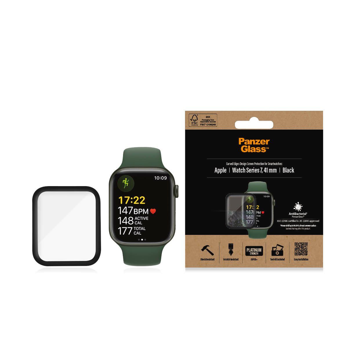 PanzerGlass Displayschutzglas Screen Protector Glass fur Apple Watch Series 7 8 41mm