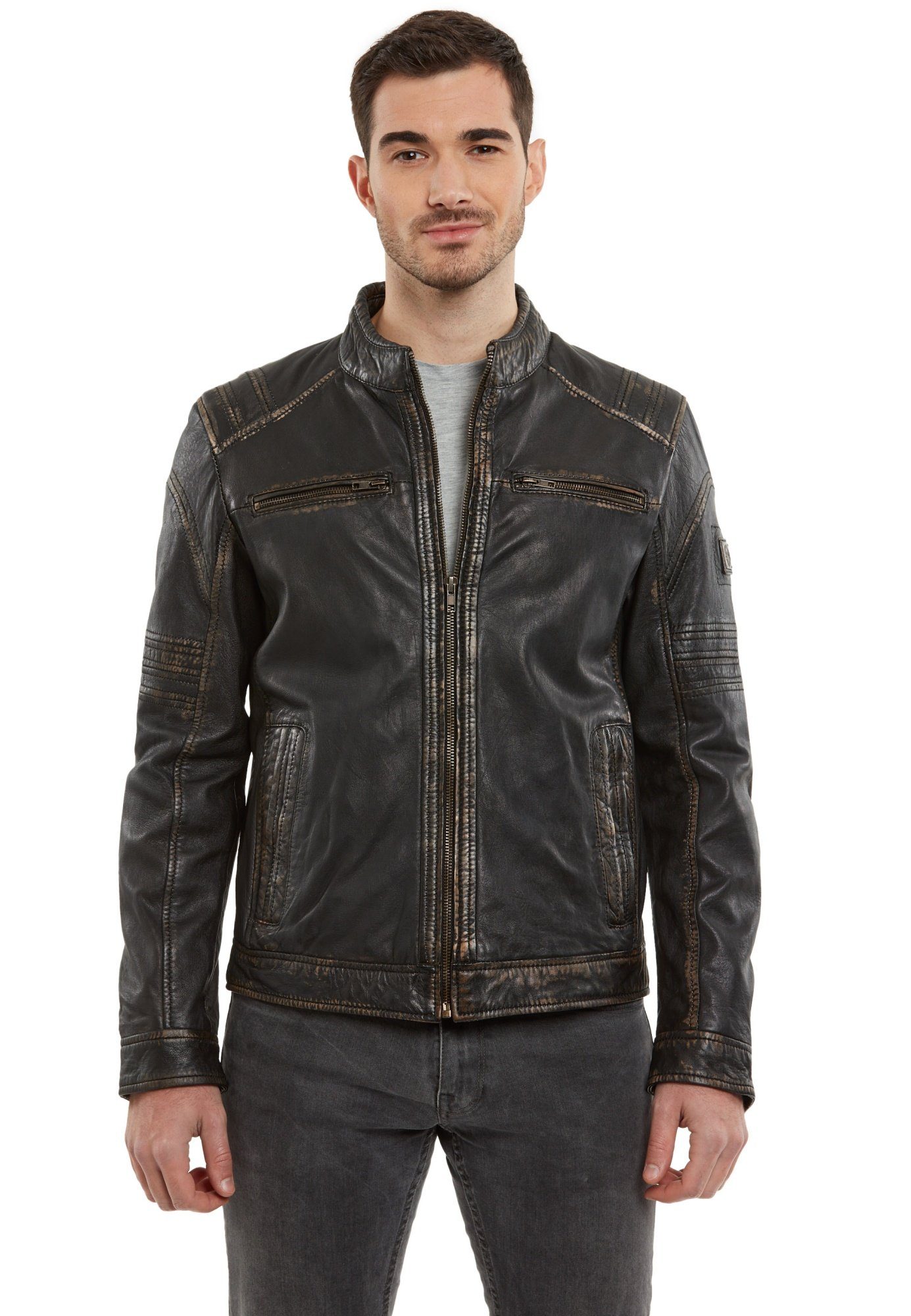 Lederjacken24 Lederjacke Sandford Herren Lederjacke Lammnappa günstig online kaufen