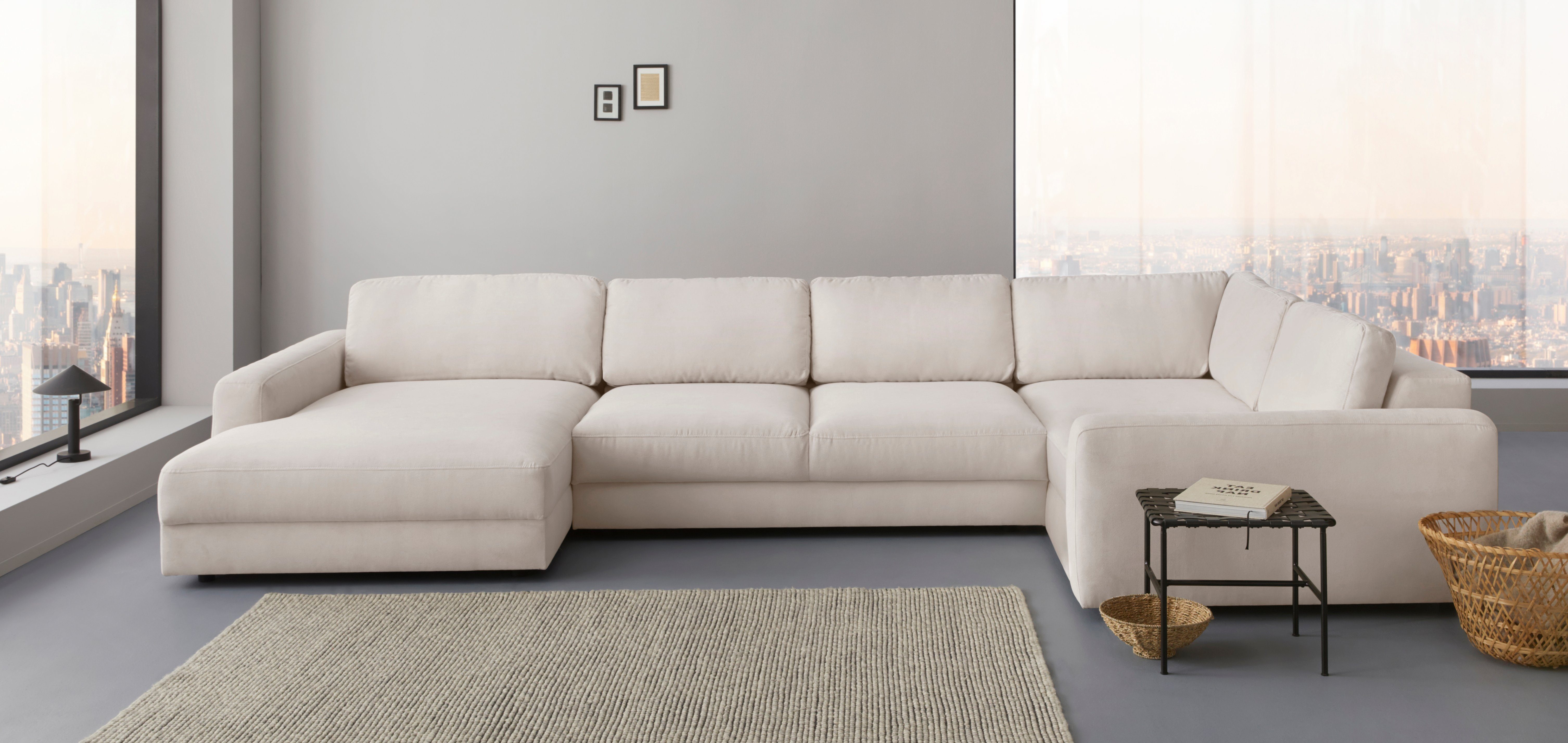 Home affaire Wohnlandschaft Bloomfield, Mega Polsterprogramm, Breite 405cm, viel Platz, U-Form, mit extra tiefer Sitzfläche, wahlweise mit Sitztiefenverstellung