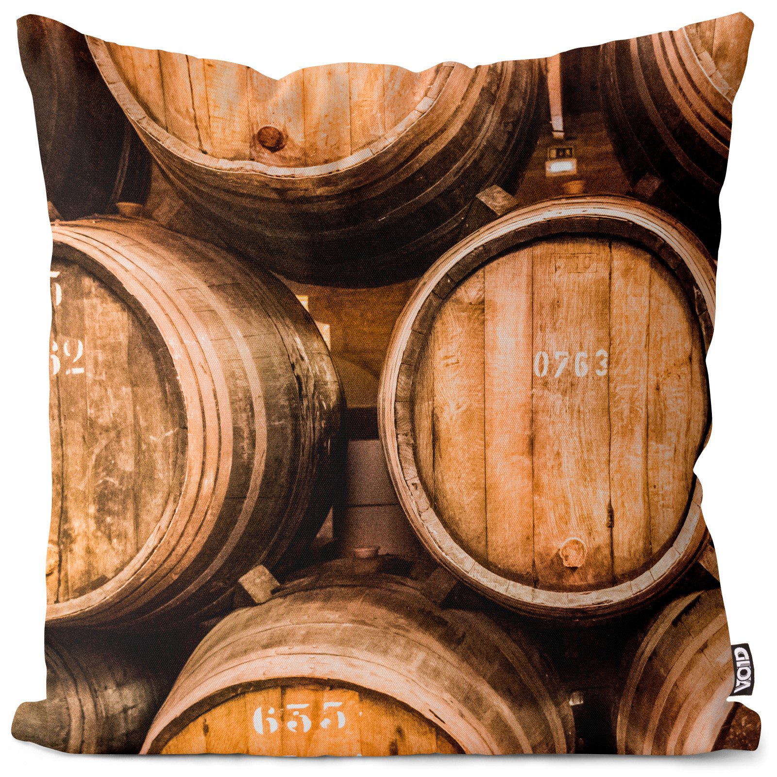 VOID Kissenhüllen Kissenbezug outdoor geeignet, Weinfässer Holzfass Whiskey Fass Keller Cognac Holz Rotwein Weisswein