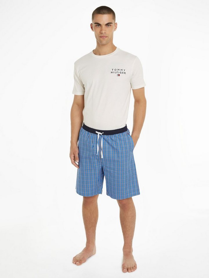 Tommy Hilfiger Underwear Pyjama SS WOVEN PJ SET DRAWSTRING (Set, 2 tlg.,  2er) mit Logoschriftzug auf der Brust
