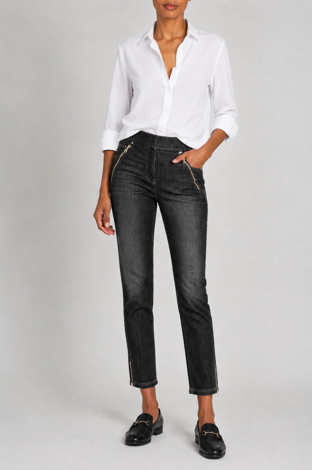 ROBELL 7/8-Jeans NENA09 Jeans mit Reißer am Beinabschluß mit Stretch Anteil