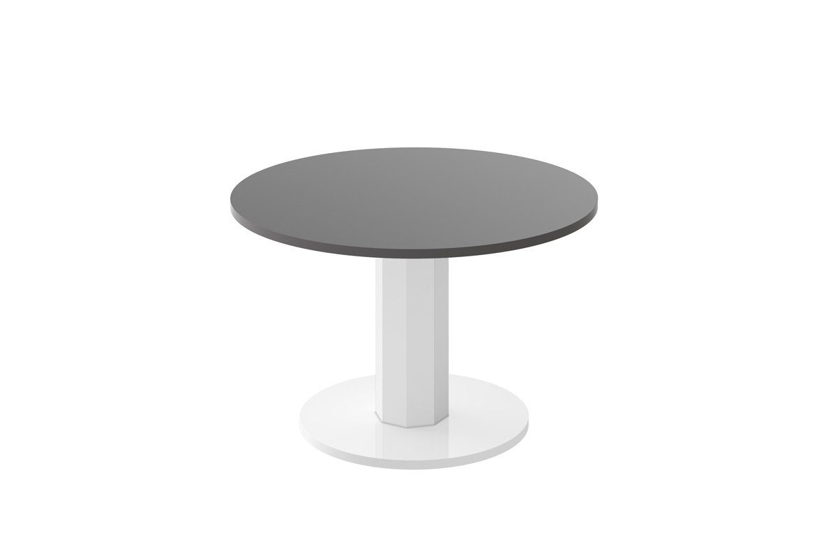 designimpex Couchtisch Design Couchtisch rund HSO-111 80cm Hochglanz Tisch Grau Hochglanz / Weiß Hochglanz