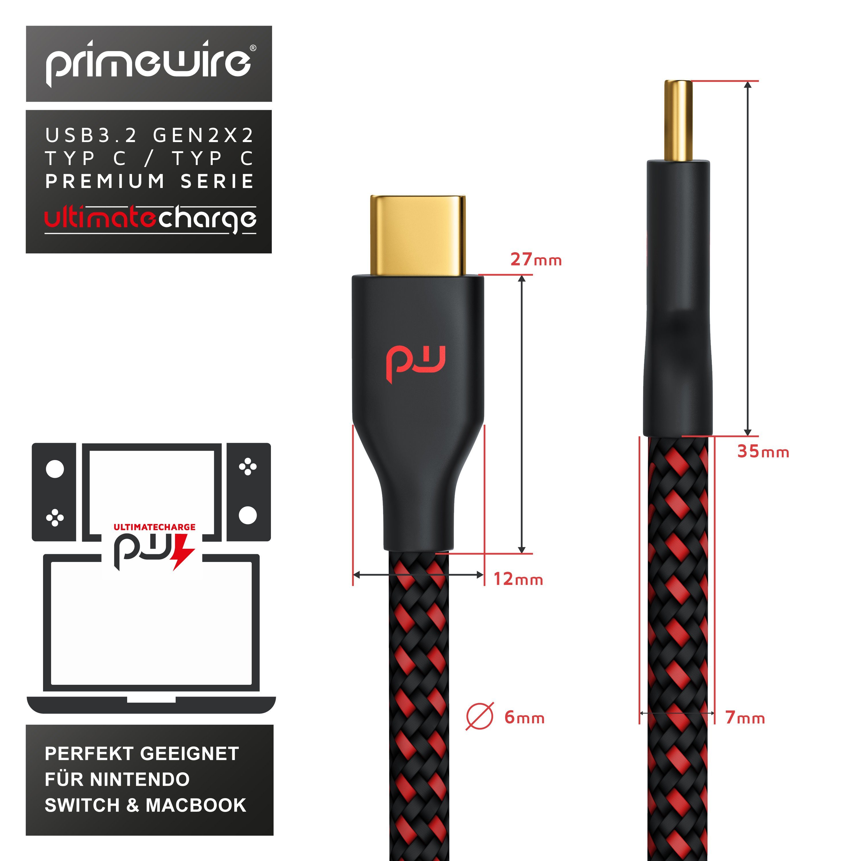 Primewire USB C Gen 2 Ladekabel / Datenkabel für Smartphone, Tablet- 1m USB-Kabel, 3.1, USB-C (100 cm), 10 Gbit/s Datenübertragung, schnelles & sicheres Laden,  – Bild 2 von 5