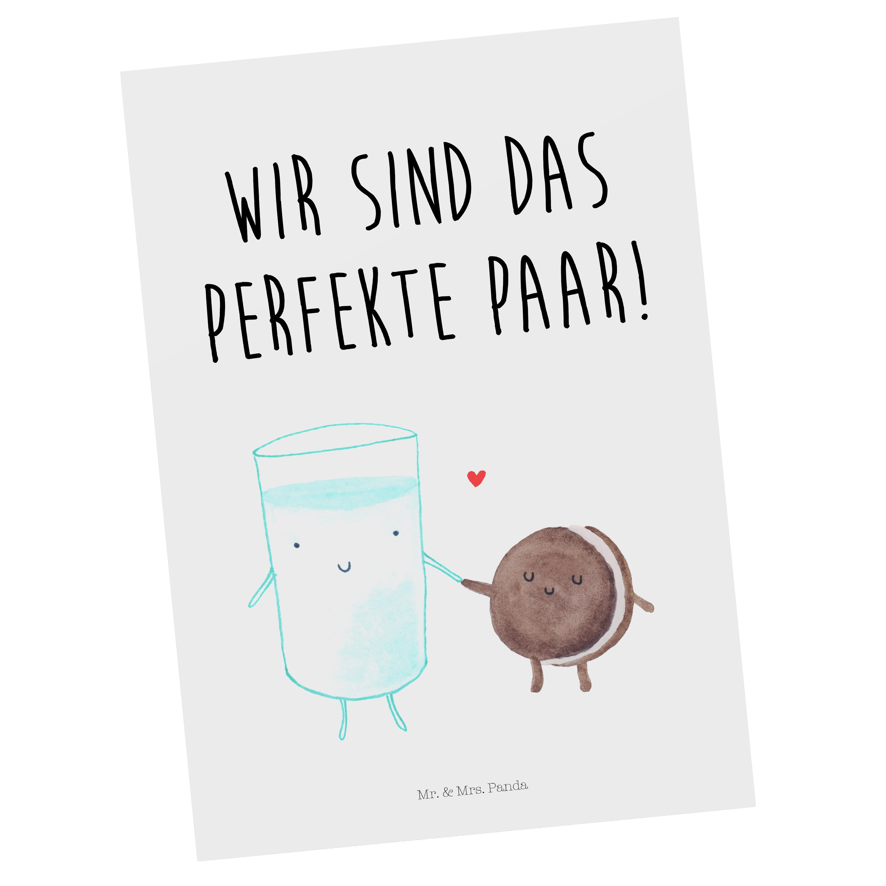 Mr. & Mrs. Einladung, Grußkarte Paar, Geschenk, - Weiß Keks Milch perfektes Postkarte - & Panda