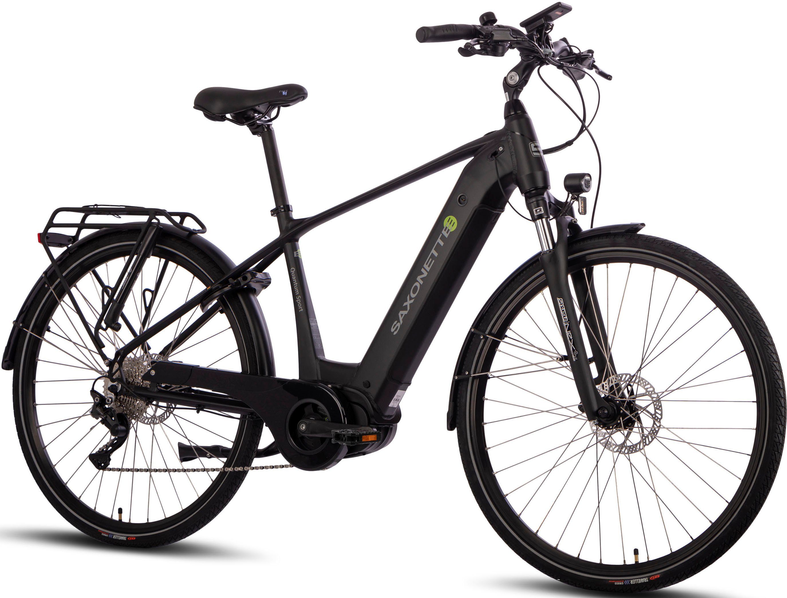 SAXONETTE E-Bike Trekkingrad Quantum Sport Diamand, 10 Gang Shimano, Kettenschaltung, Mittelmotor, 540 Wh, Pedelec, Elektrofahrrad für Damen u. Herren