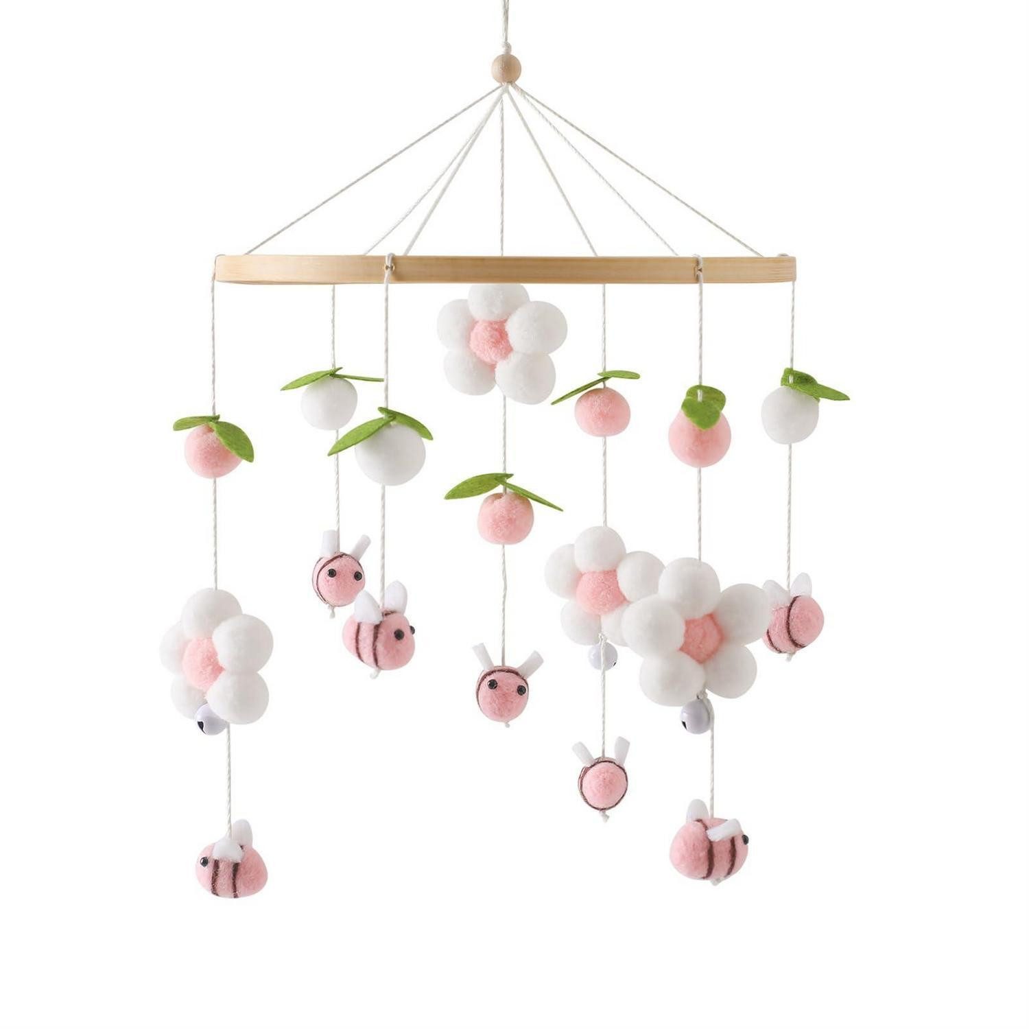 LuxusKollektion Mobile Mobile Bienen Bettglocke Windspiel Babybett Holz Anhänger Rosa