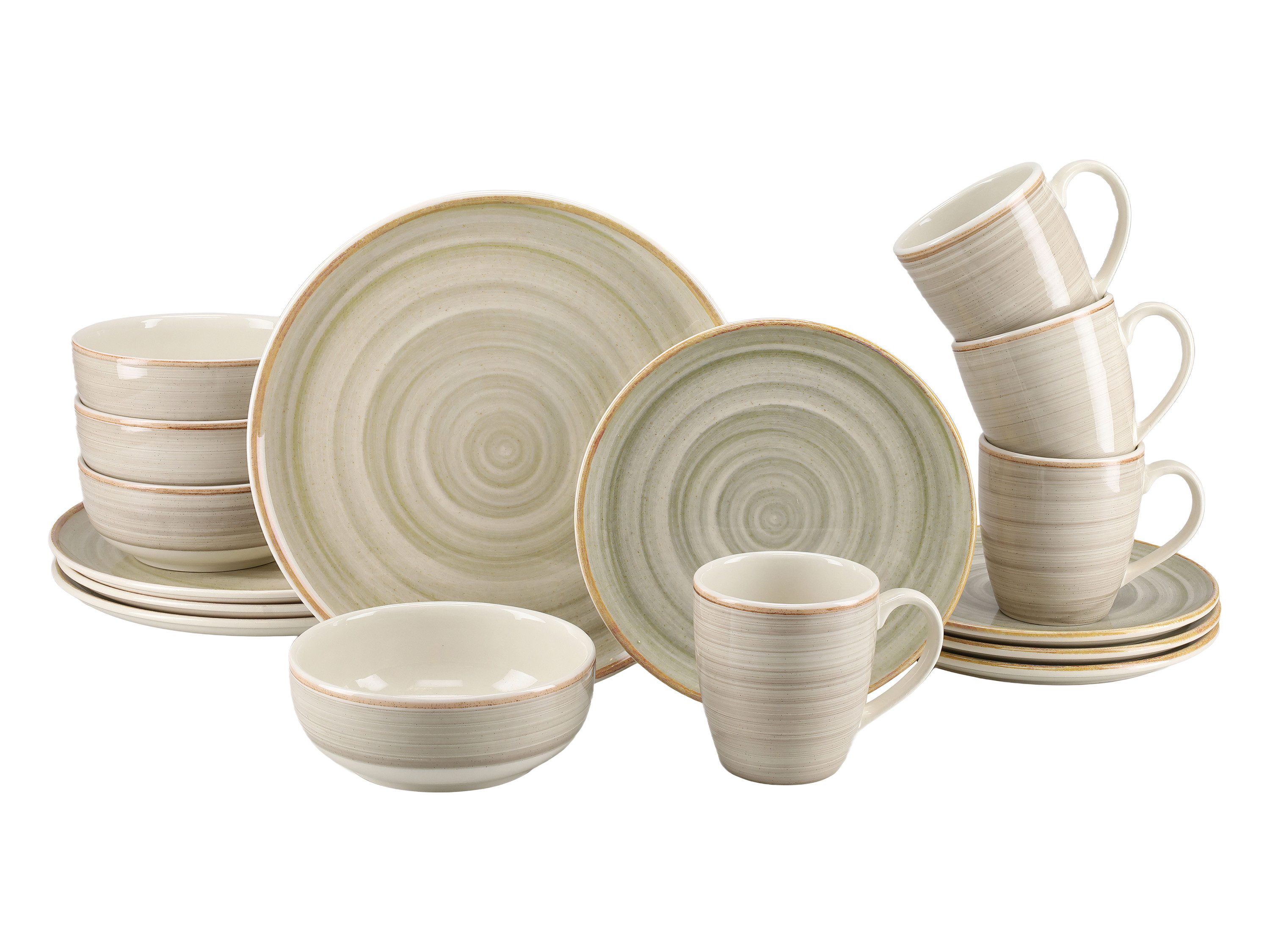 CreaTable Kombiservice Caoba Sand (16-tlg), 4 Personen, Steingut